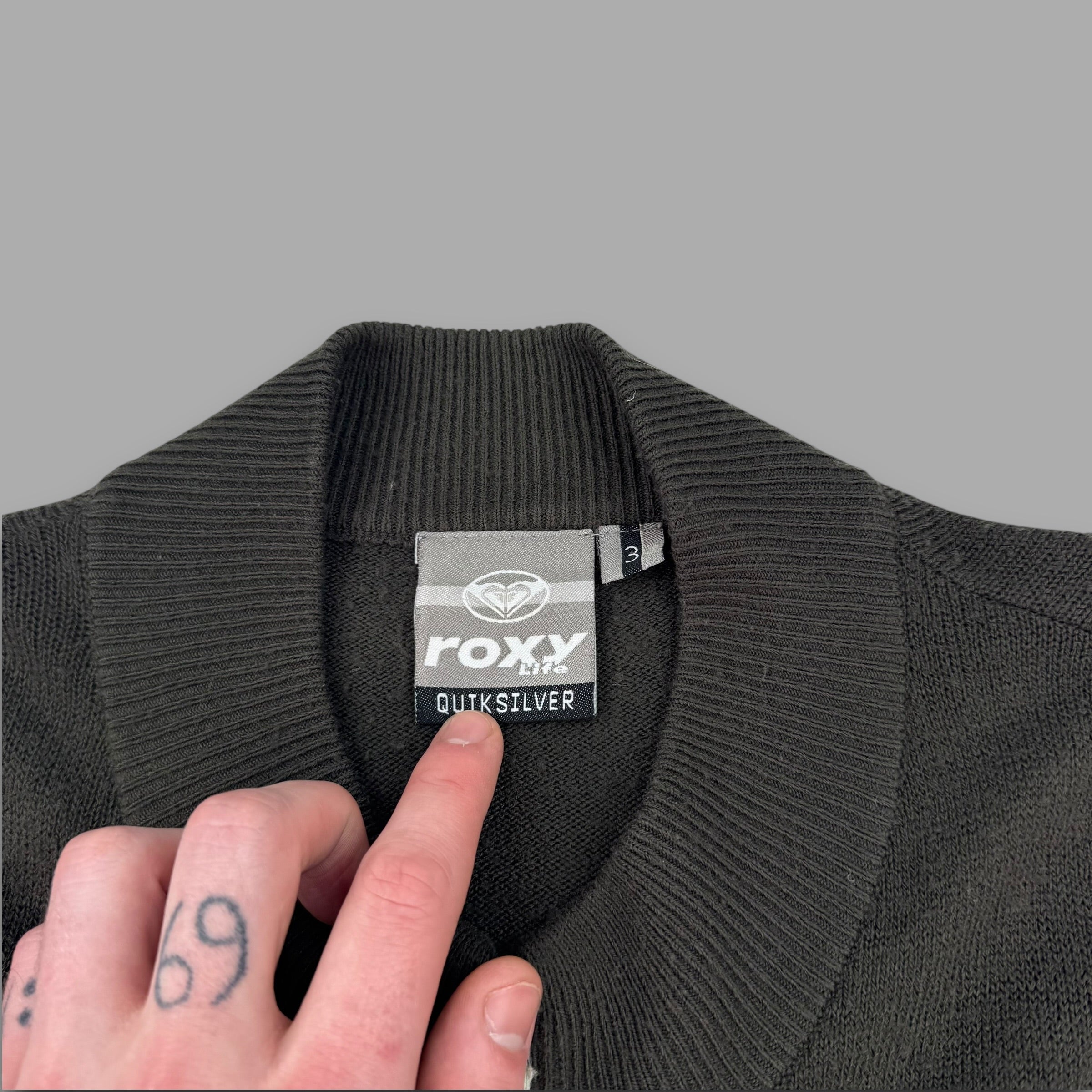 Quiksilver x roxy 2000's knitted cropped zip up track jacket (M) wms