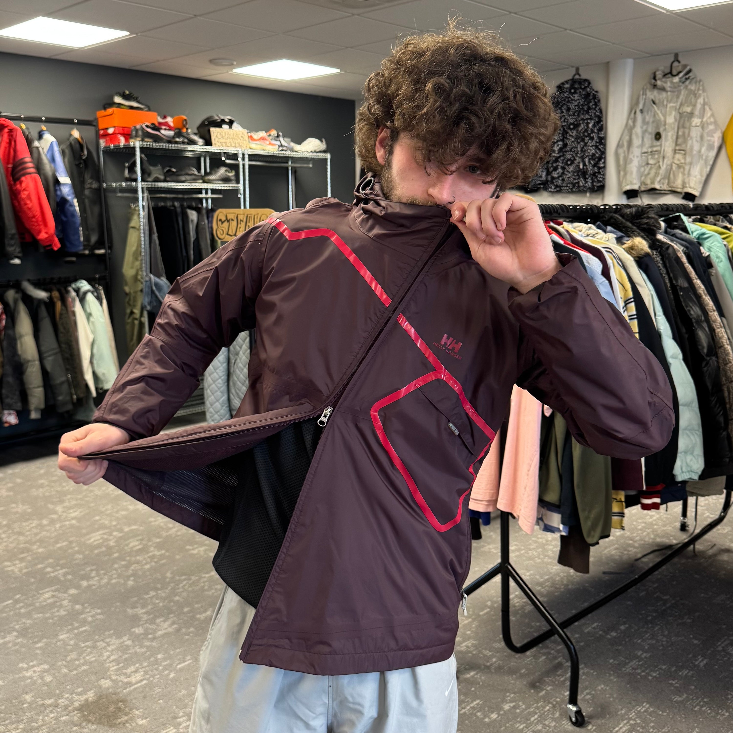 Helly Hansen 2000's technical hooded rain jacket with asymmetrical zip (M) wms