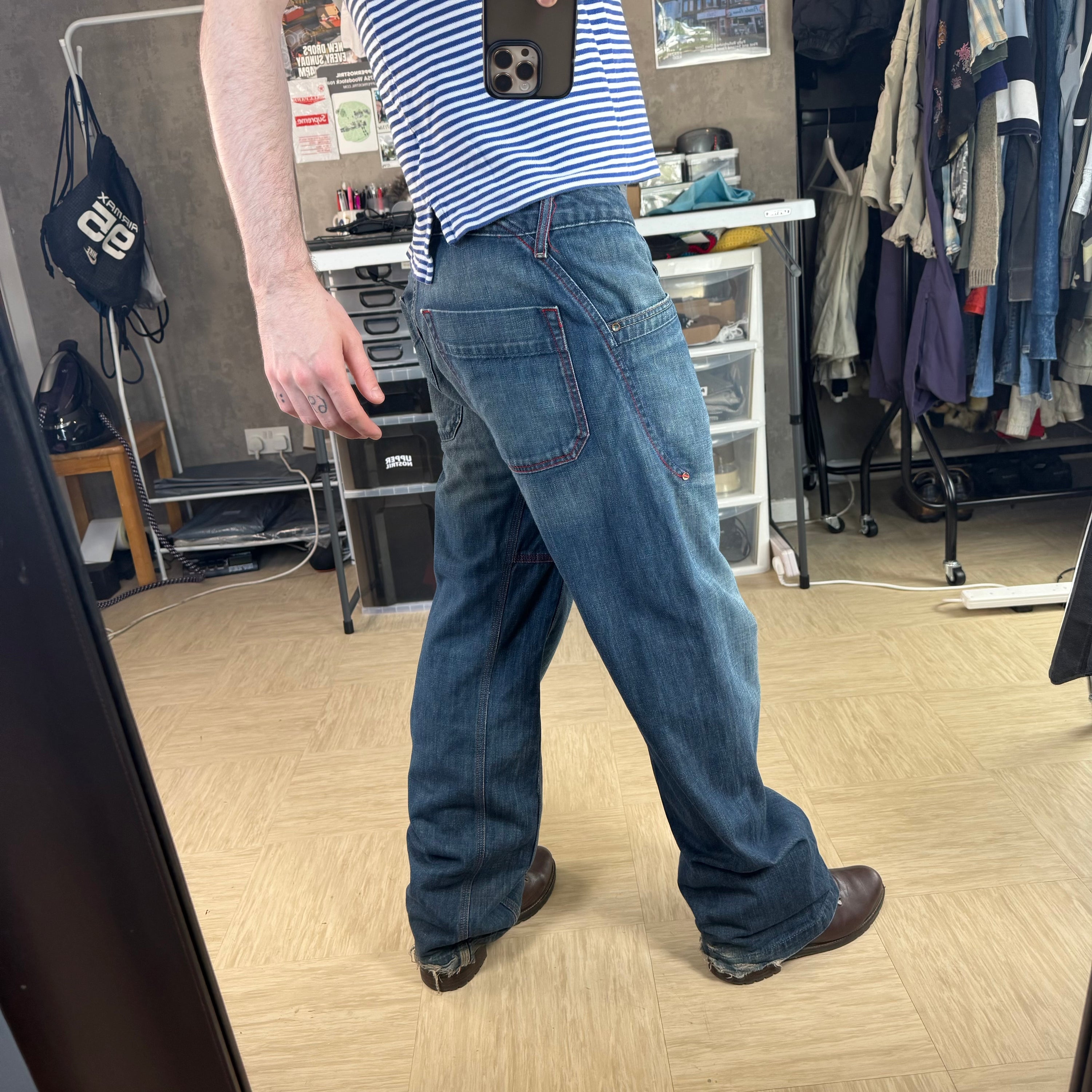 Diesel 2004 relaxed bootcut embroidered denim jeans (S)