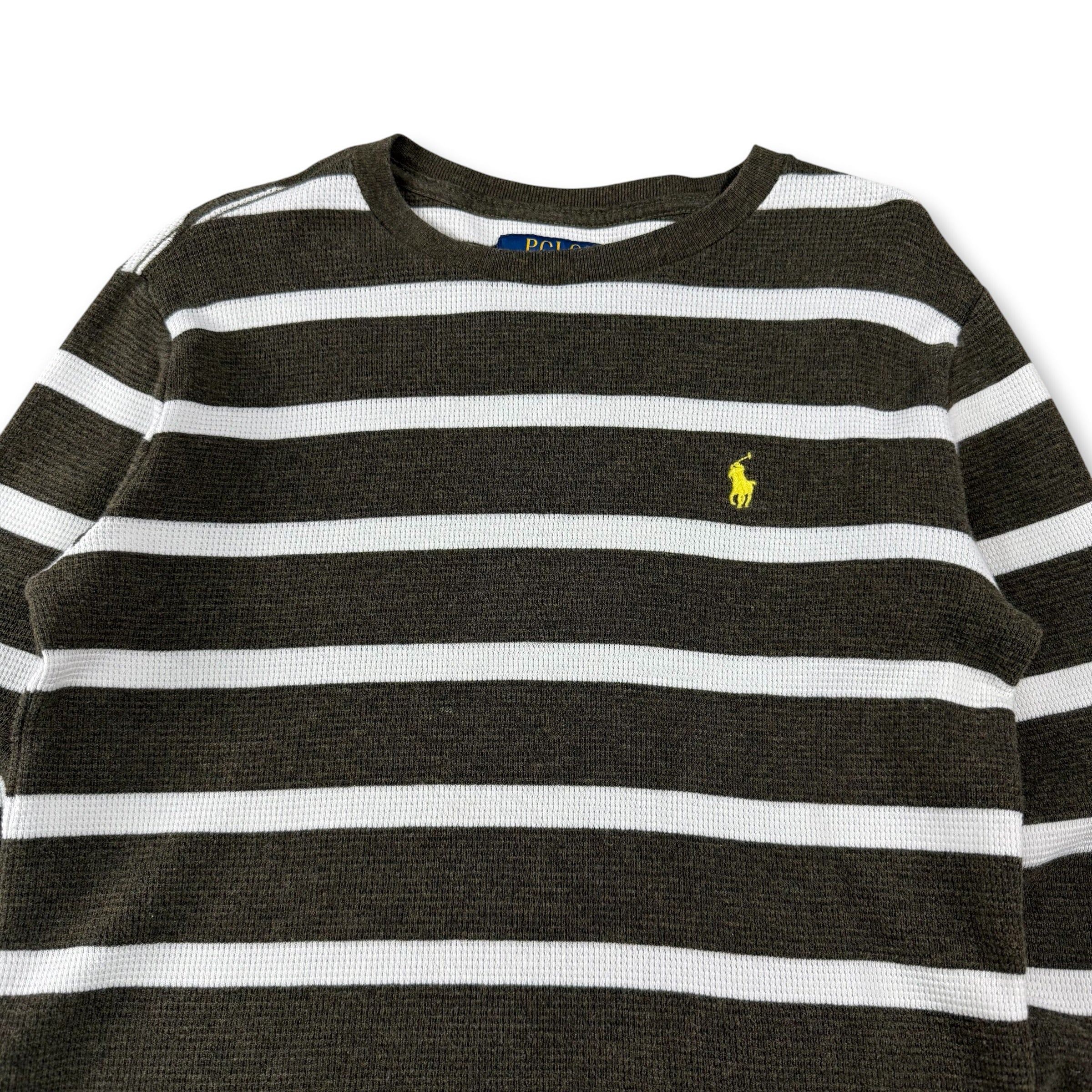 Ralph Lauren 2000's fitted horizontal stripe waffle knit long sleeve (XS)
