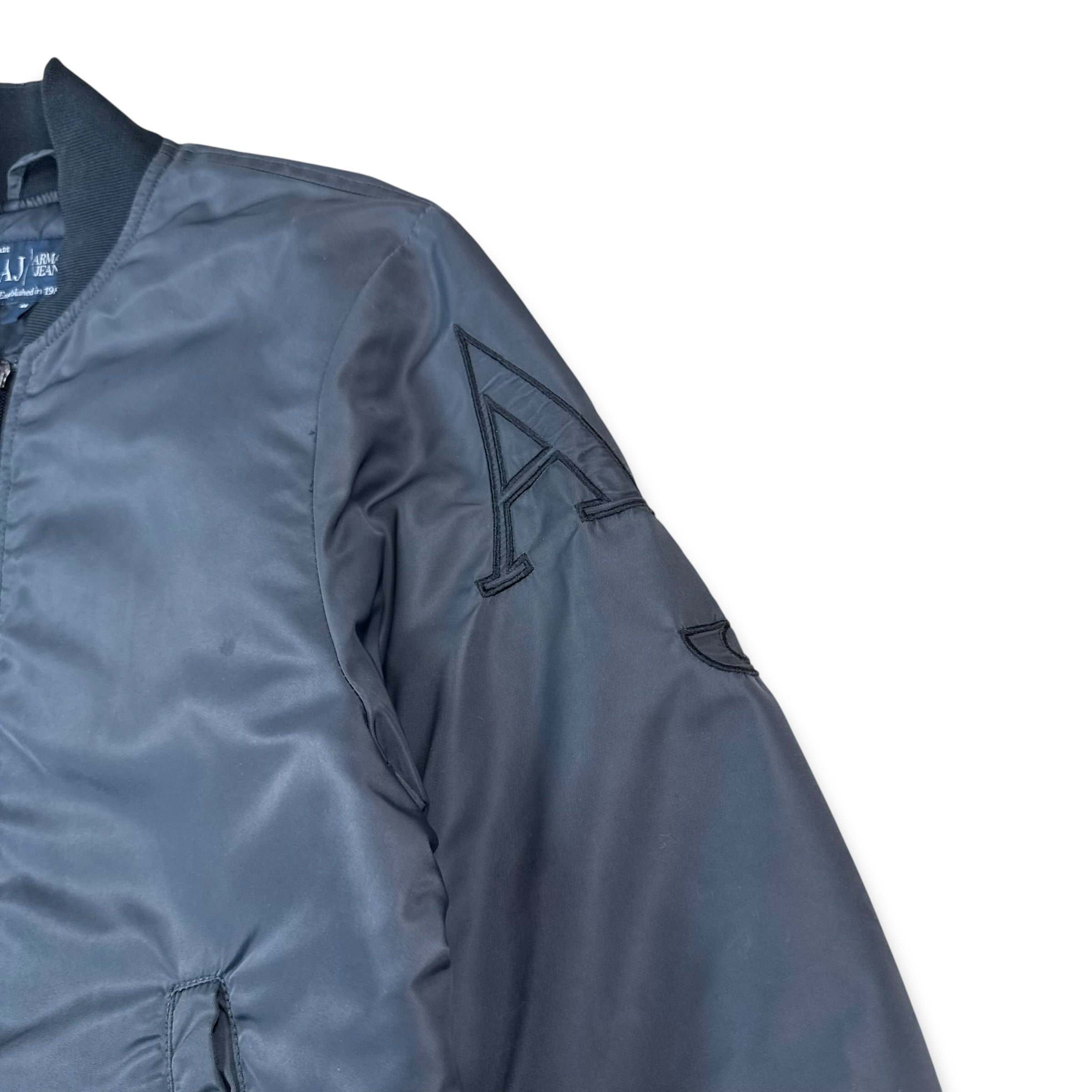 Armani 2000's embroidered graphic nylon bomber jacket (S)