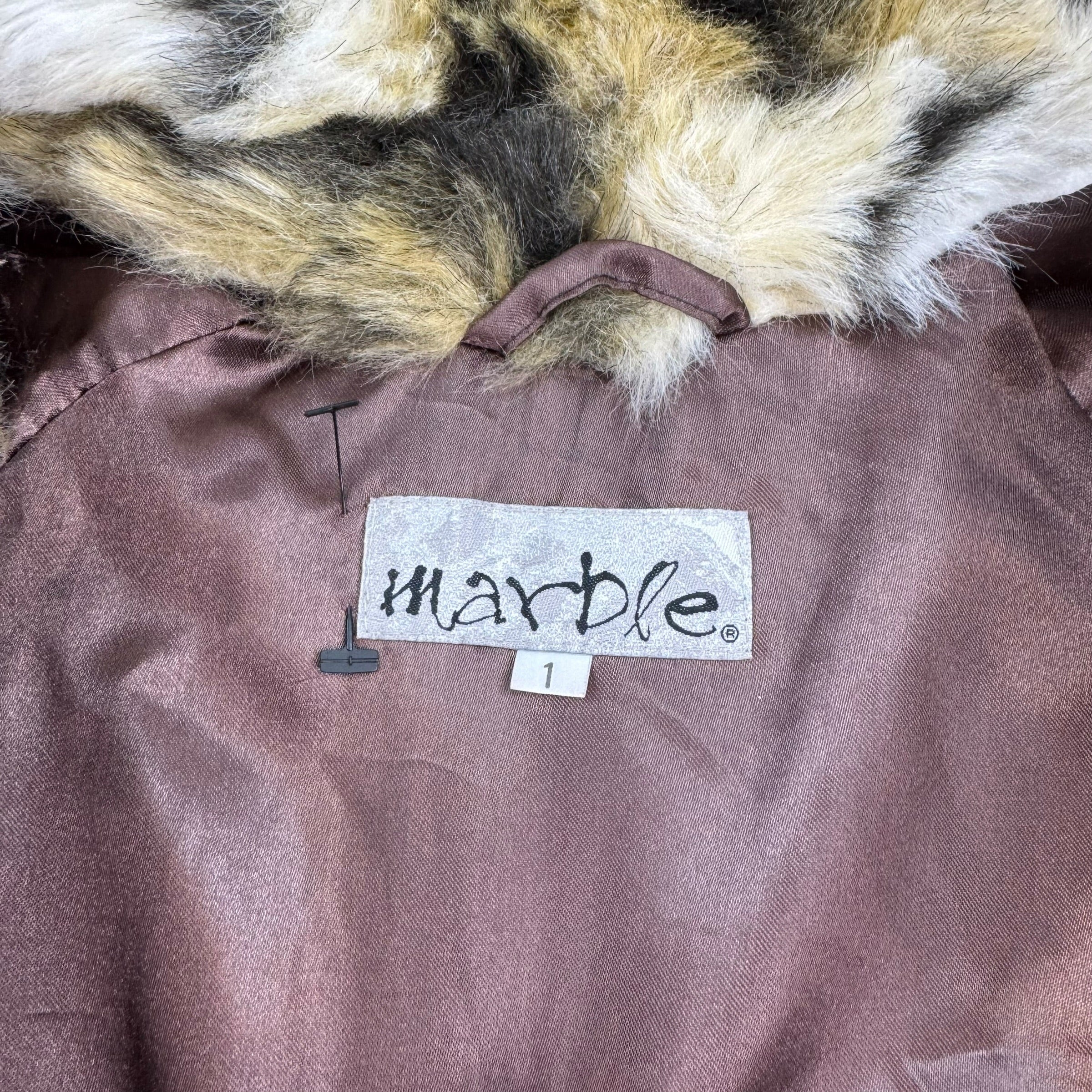 Marble 2000's faux lynx fur hooded coat with clasp closures (XS) wms