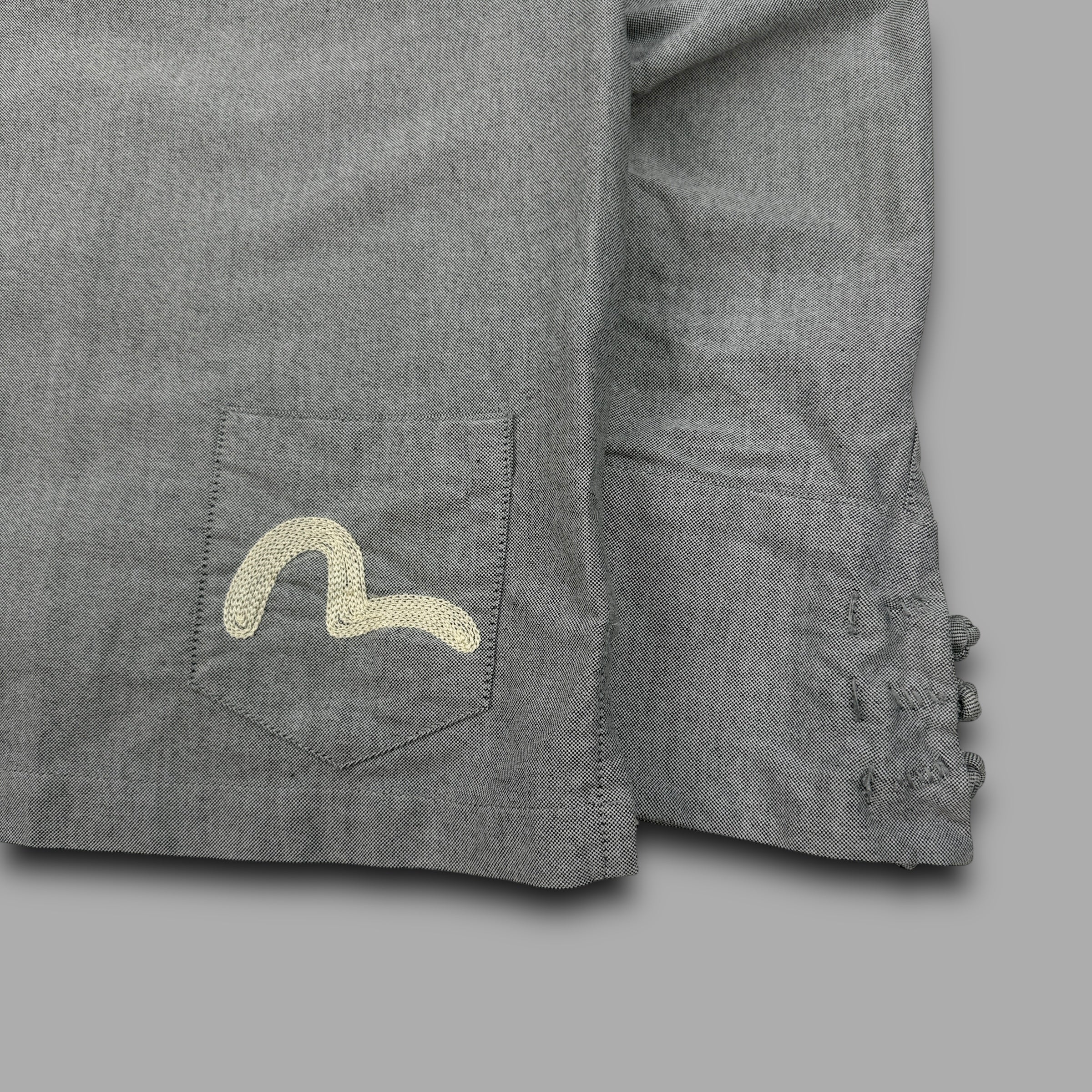 Evisu 2000's technical asymmetrical closure fitted shirt (S)