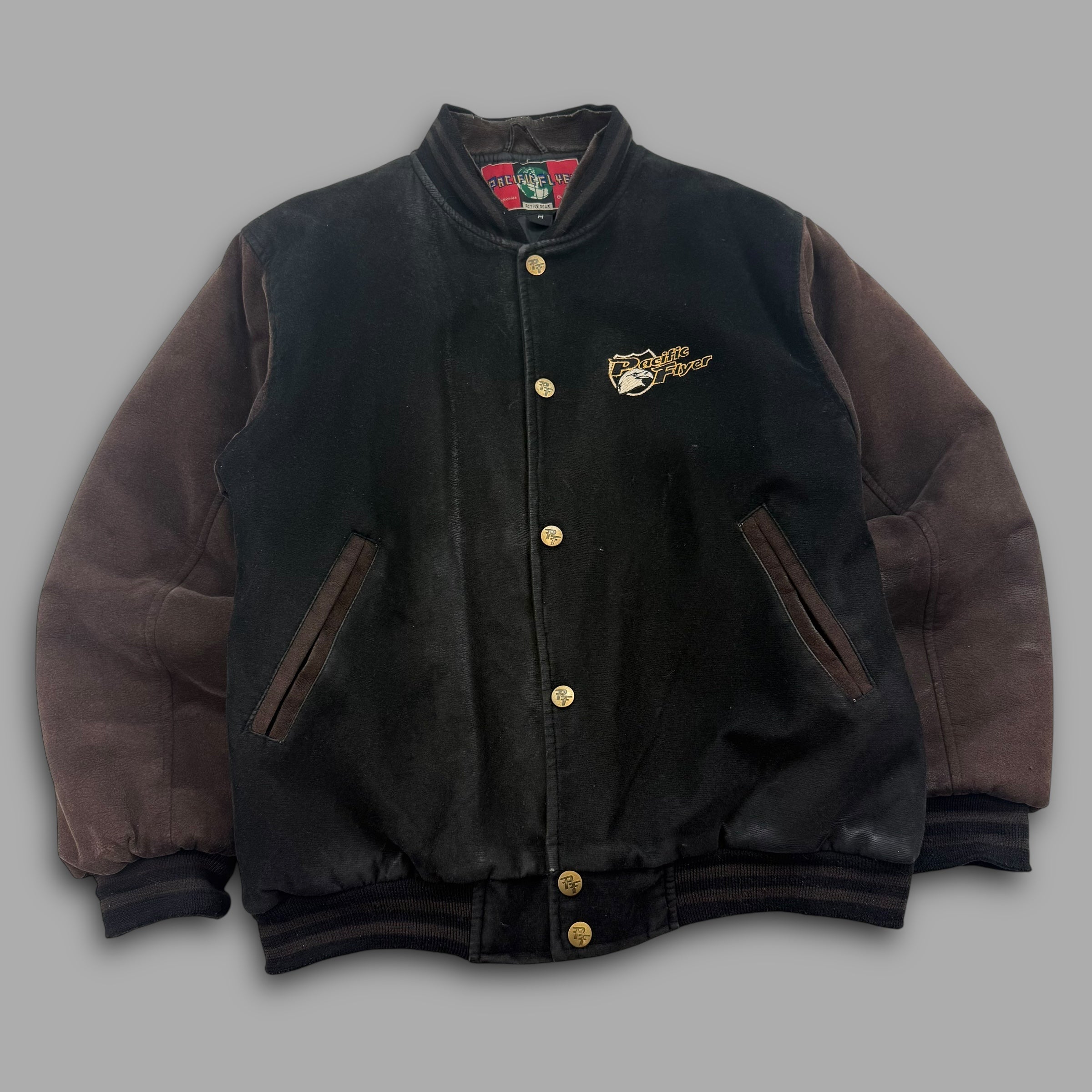 Pacific flyer 2000's embrodiered hybrid suede bomber jacket (M)