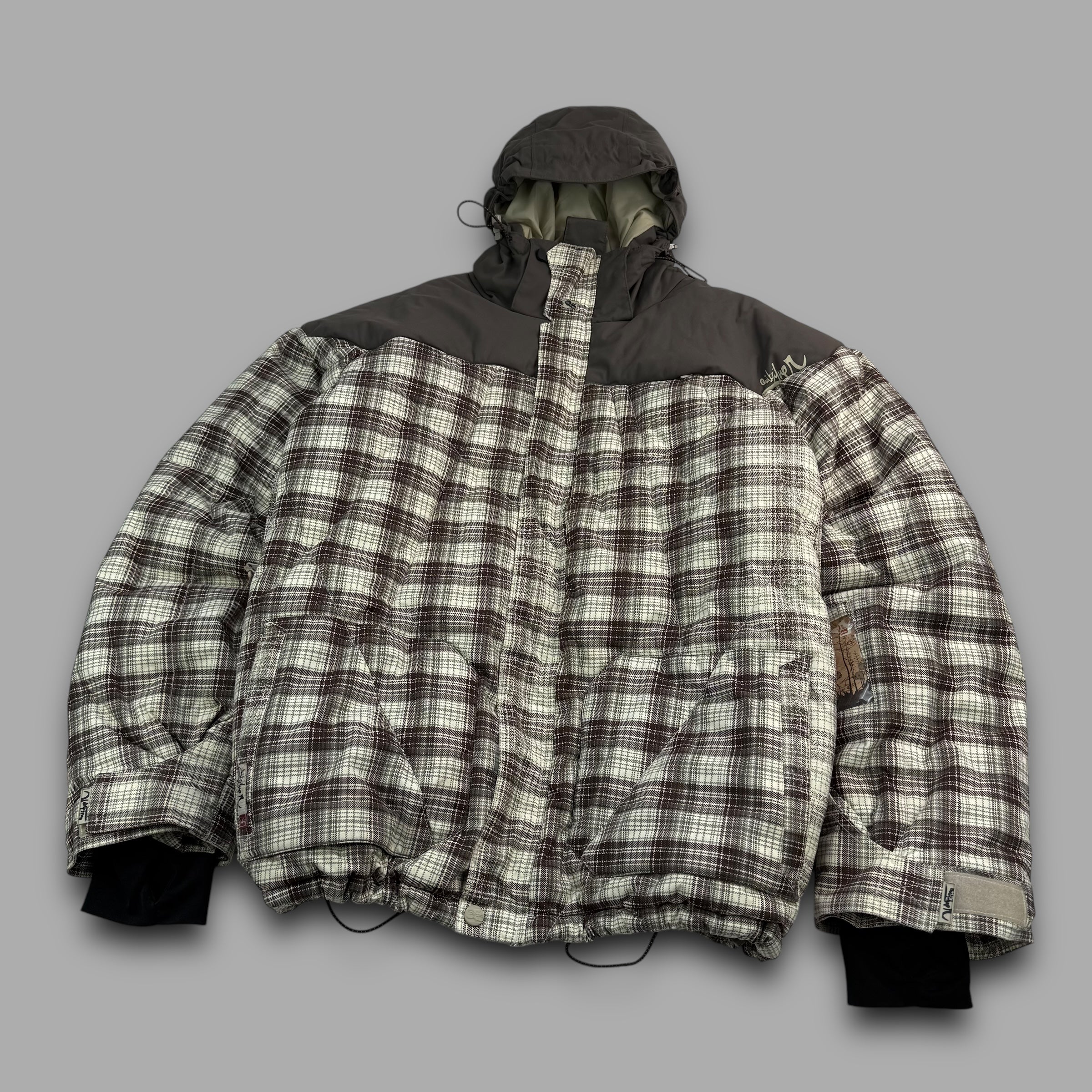 Quiksilver 2000's endurance series technical plaid ski puffer jacket (S-L)