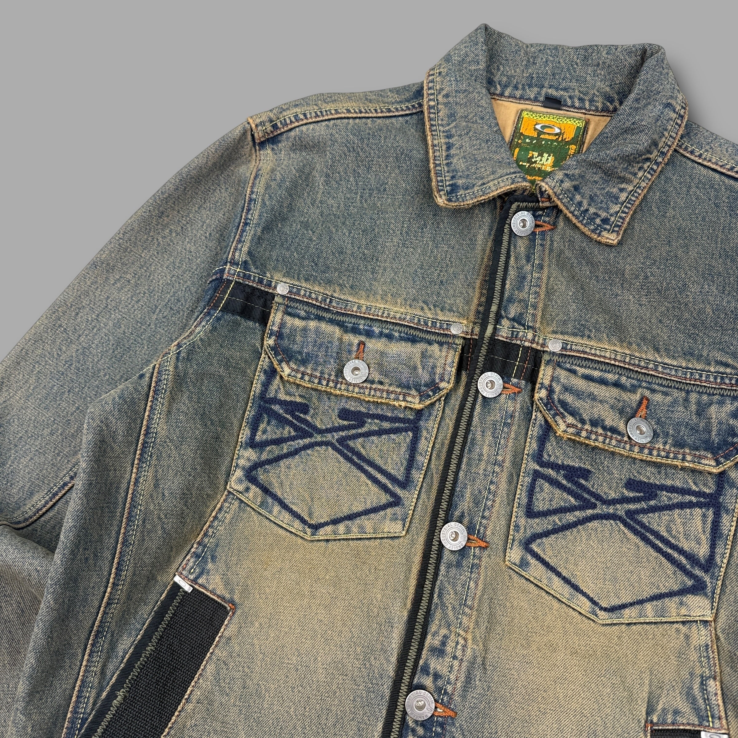 Oakley X-metal 2000's reinforced industrial denim salvage jacket (M)