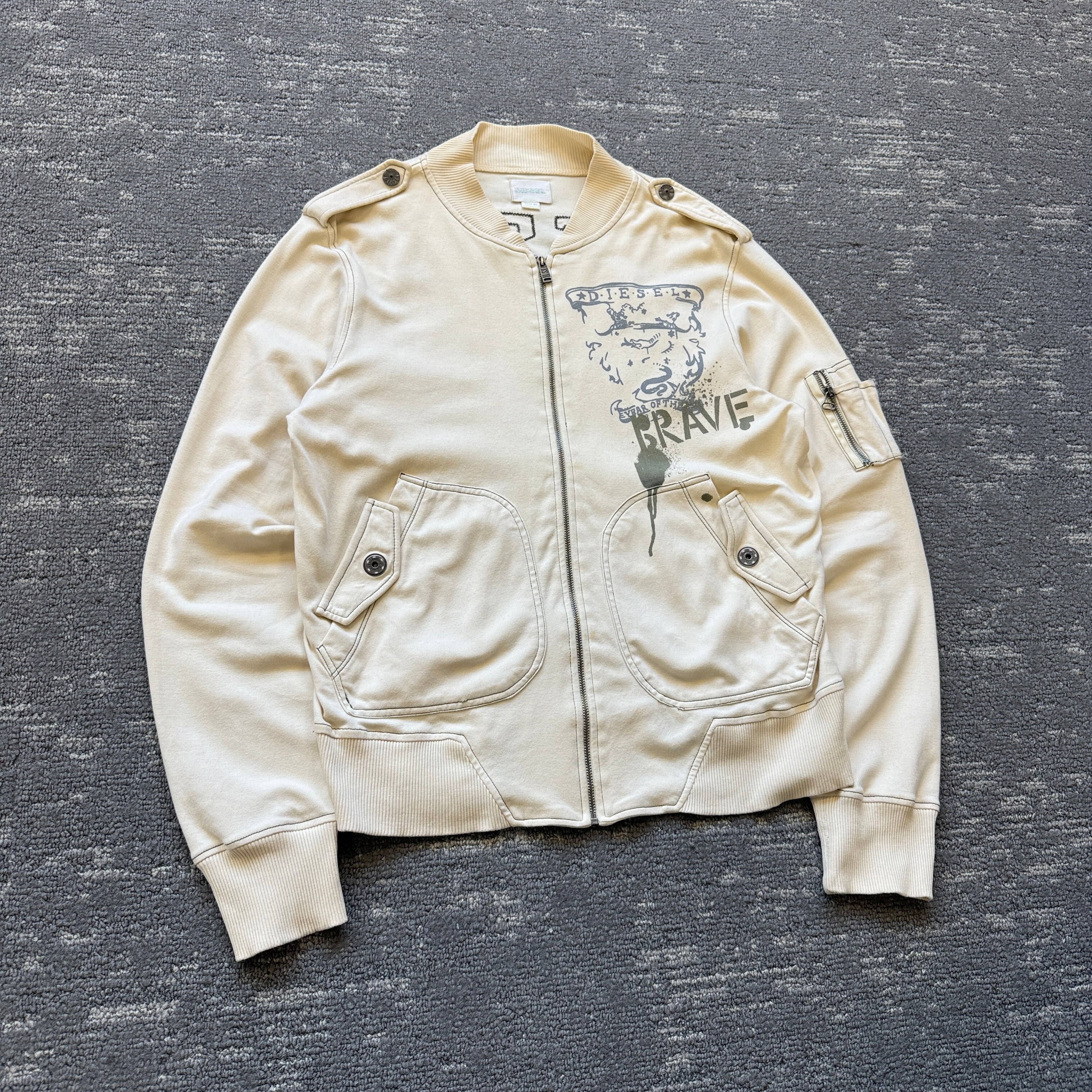 Diesel 2000's lightweight graphic fitted cotton jacket (XL) wms