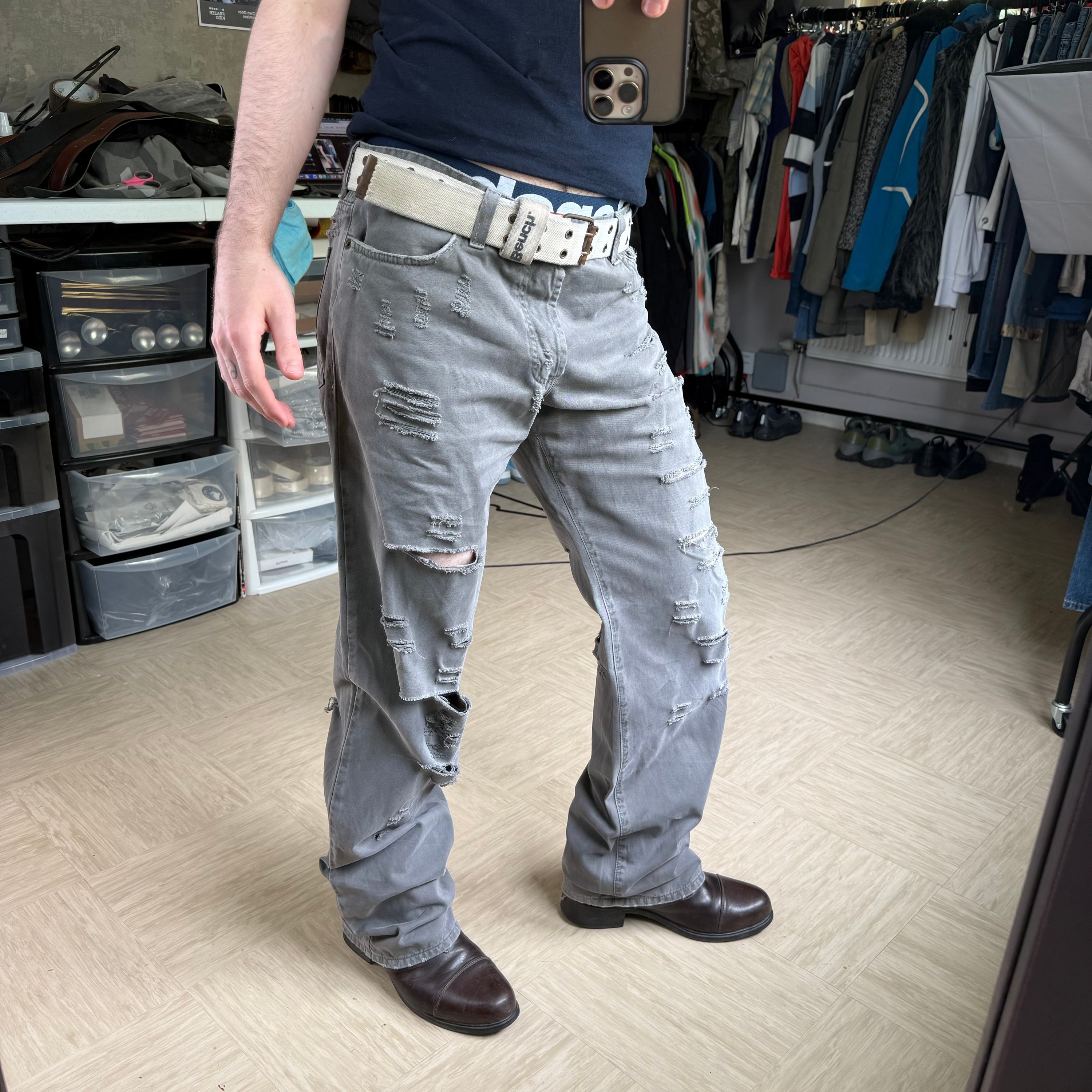 Dolce and gabanna 2000's relaxed straight leg baggy ripped denim jeans (M)