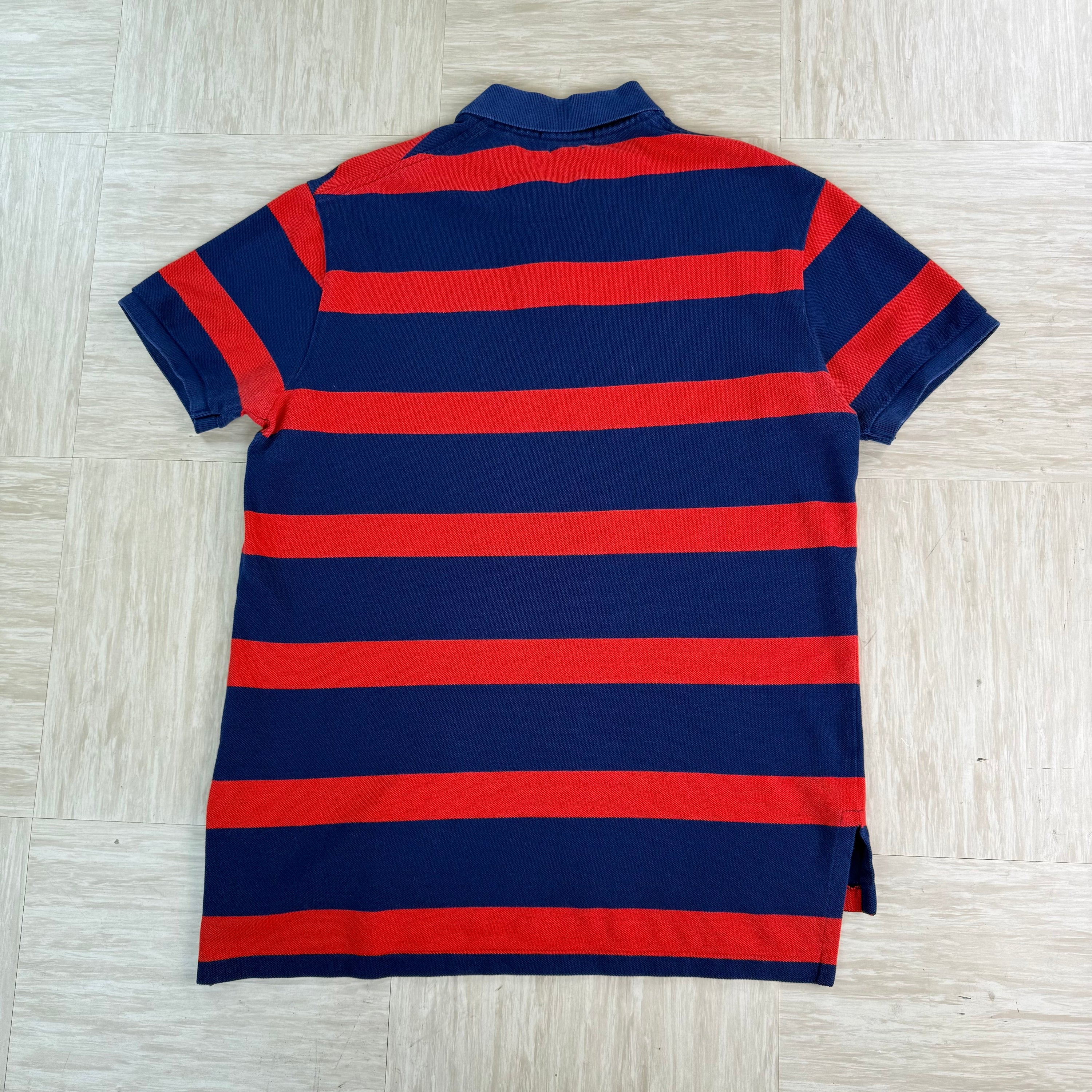 Ralph Lauren 2000's embroidered horizontal stripe button up polo shirt (M)