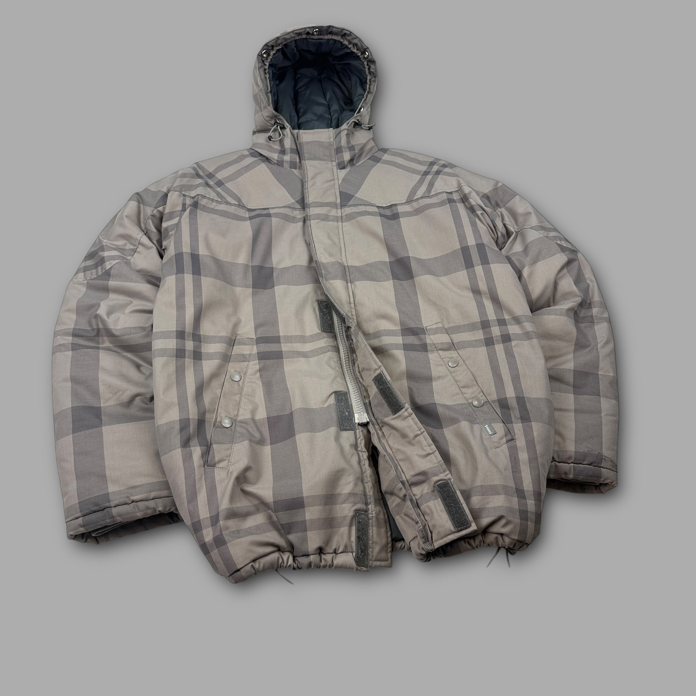 Stussy 2000's technical plaid downfilled soft shell jacket (M-L)