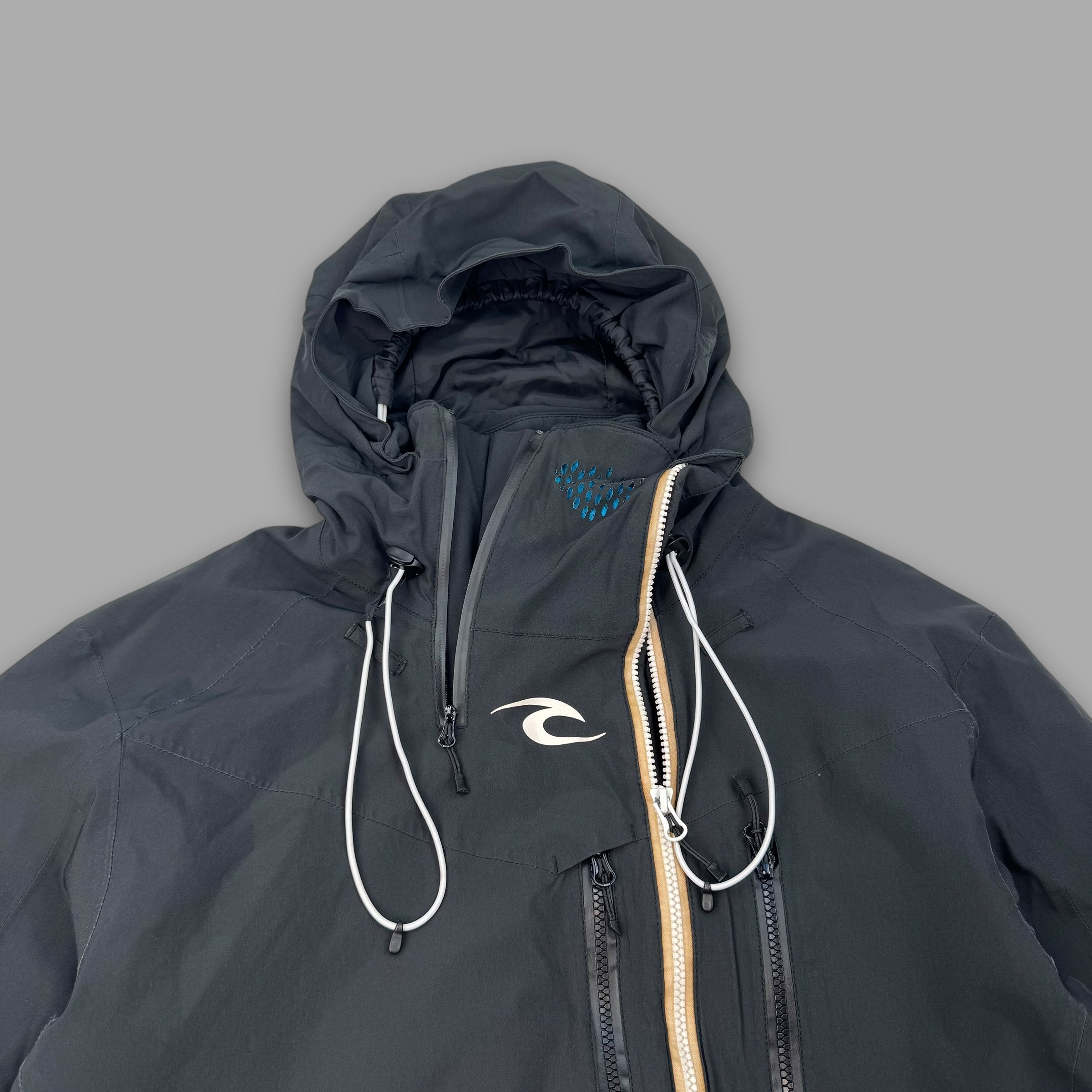 Ripcurl 2000's technical asymmetric dual zip softshell balaclava ski jacket (M-L)