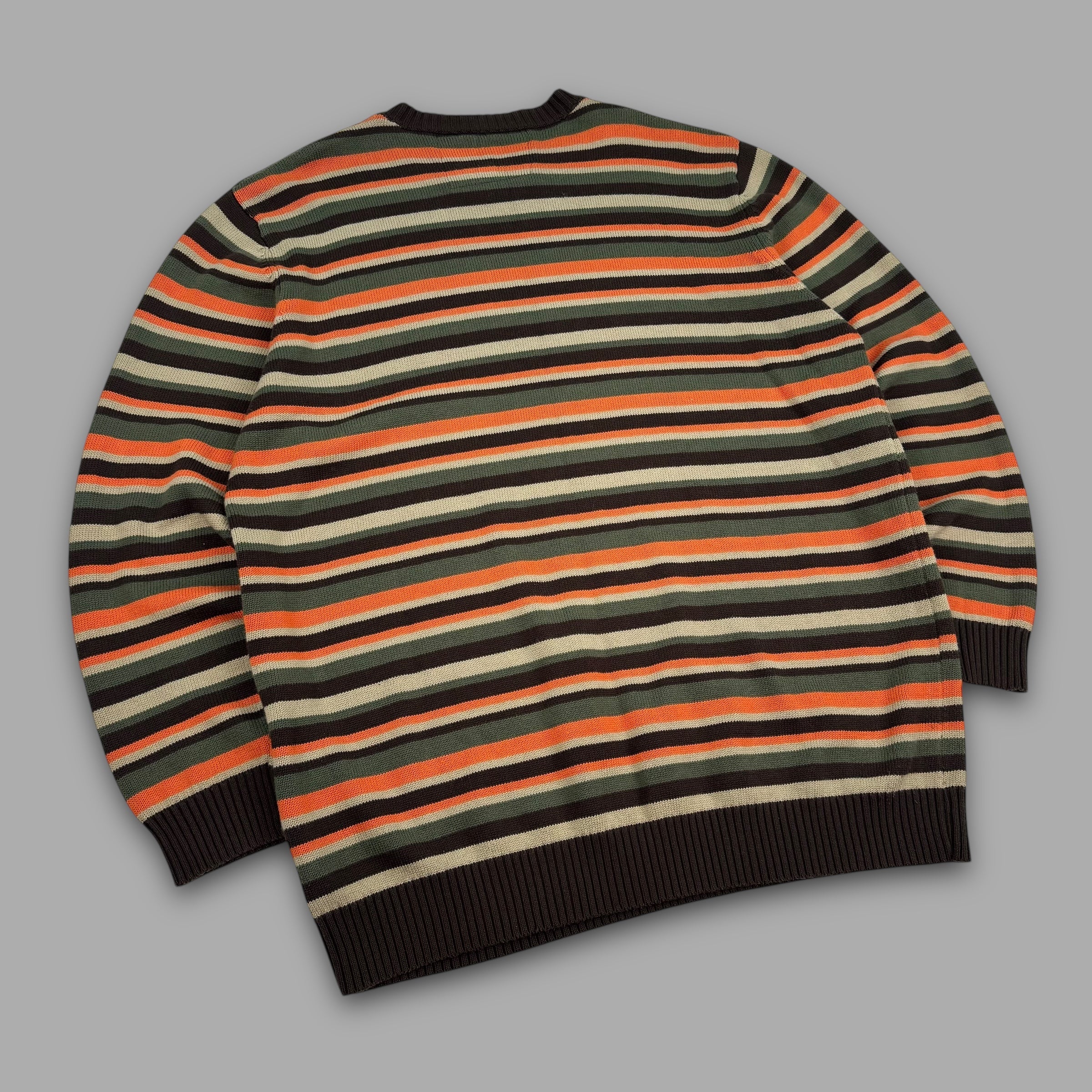 Billabong 2000's horizontal stripe graphic pullover knit sweater (XL)