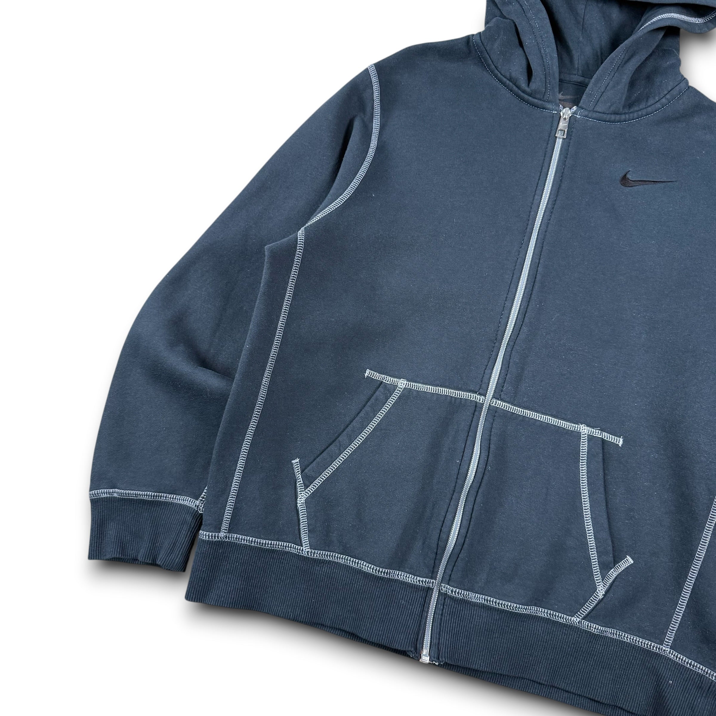 Nike 2000's contrast stitch embroidered zip up hoodie (S)