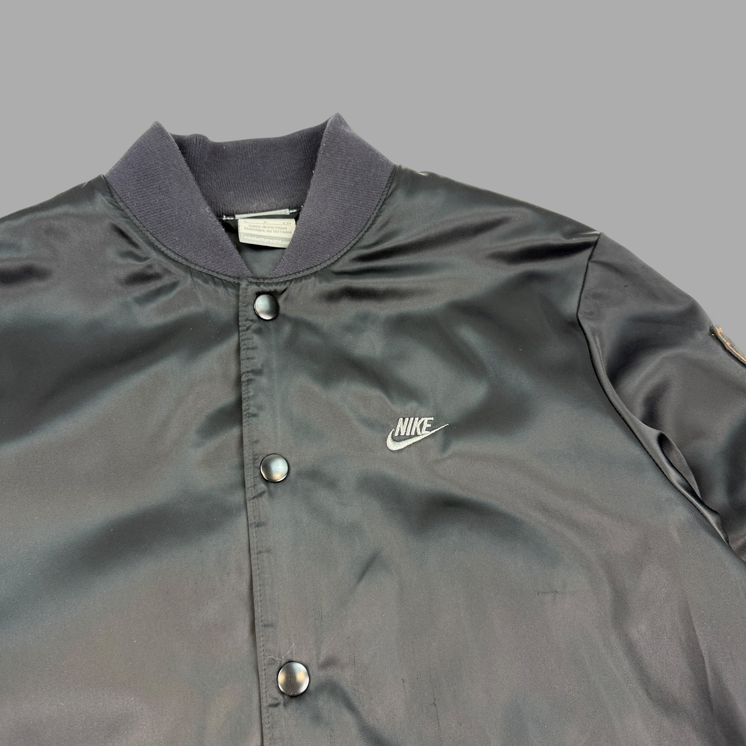 Nike 2000's button up satin cropped bomber jacket (S)