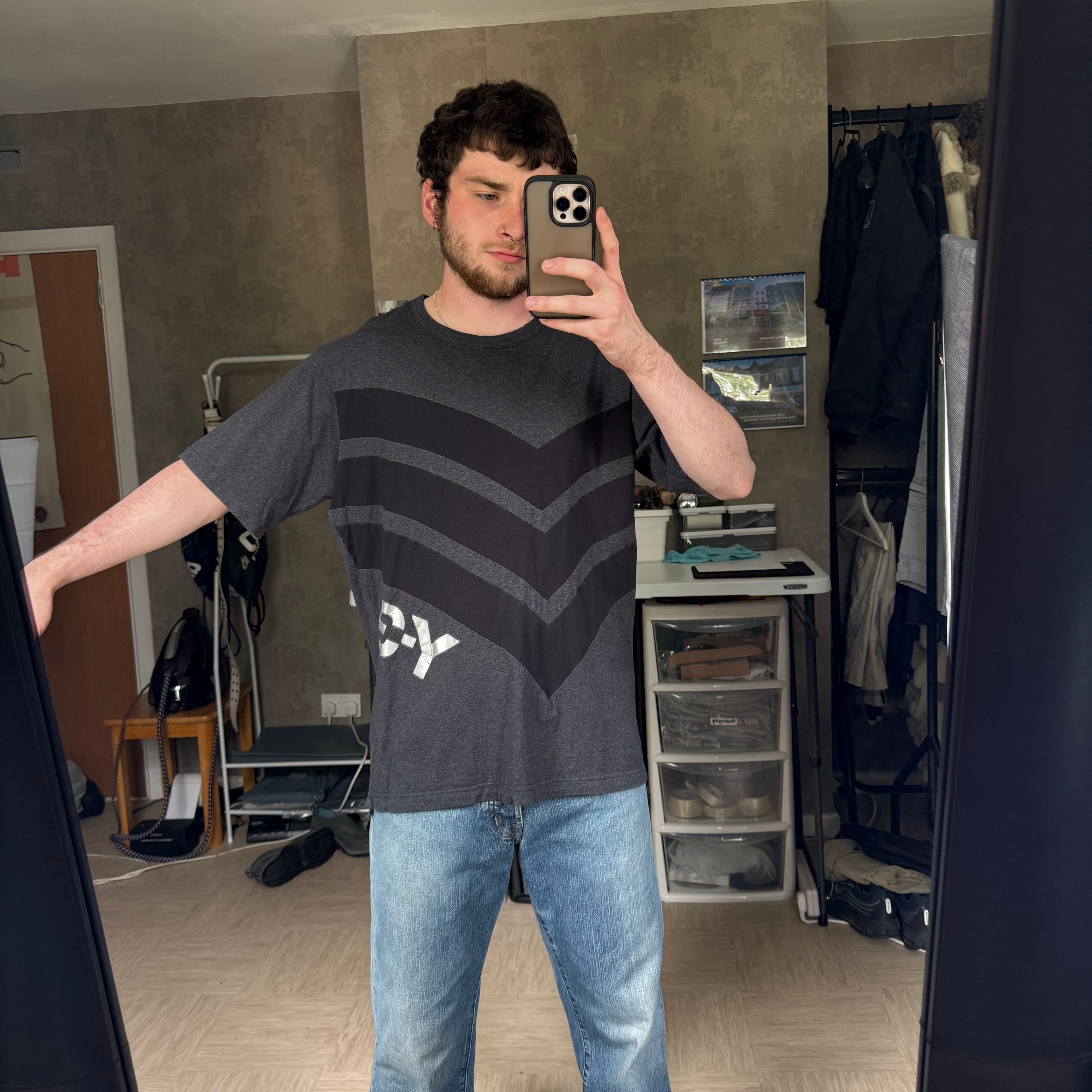 Adidas x Yohji Yamamoto 2015 graphic panelled Y3 tshirt (XL)