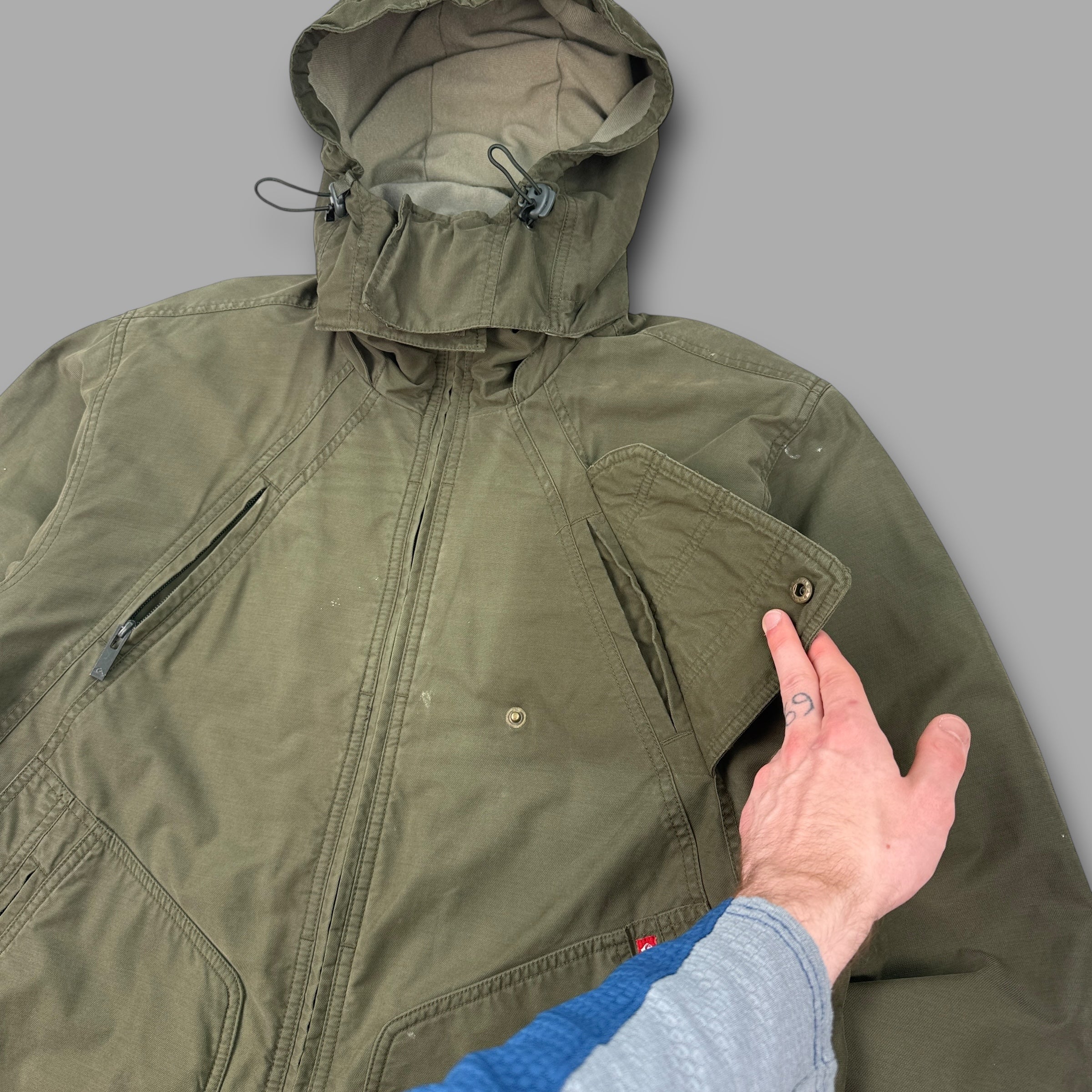 Quiksilver 2000's technical multi-pocket riot mask parka jacket (M)