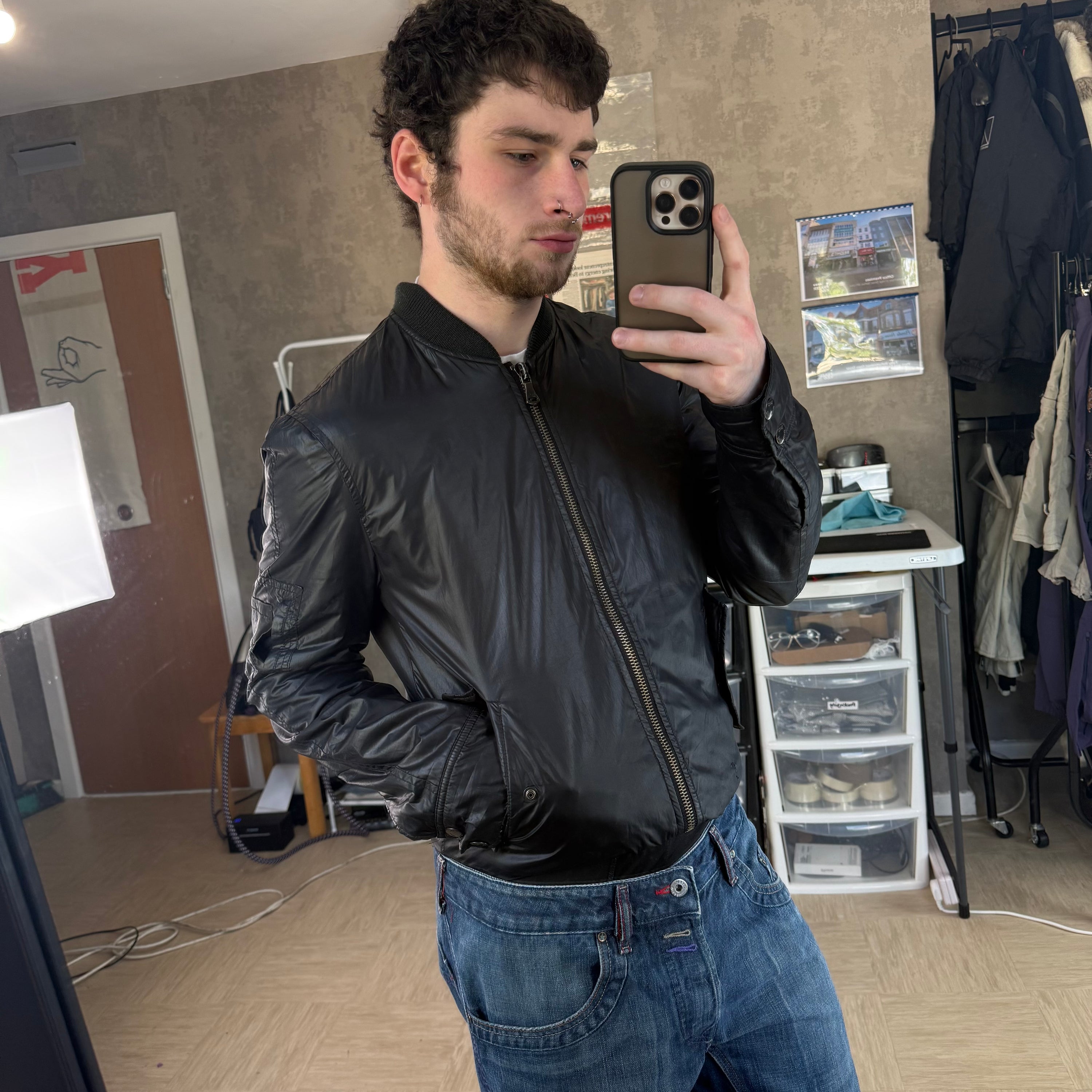 Dolce & gabbana 2000's zip up shimmer bomber jacket (S)
