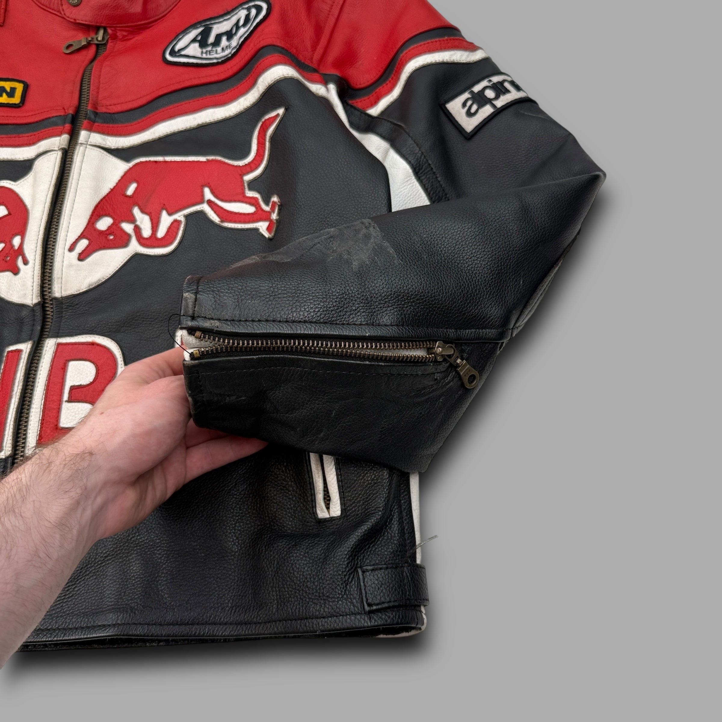 Redbull 2000's padded graphic leather motorcycle jacket (M)