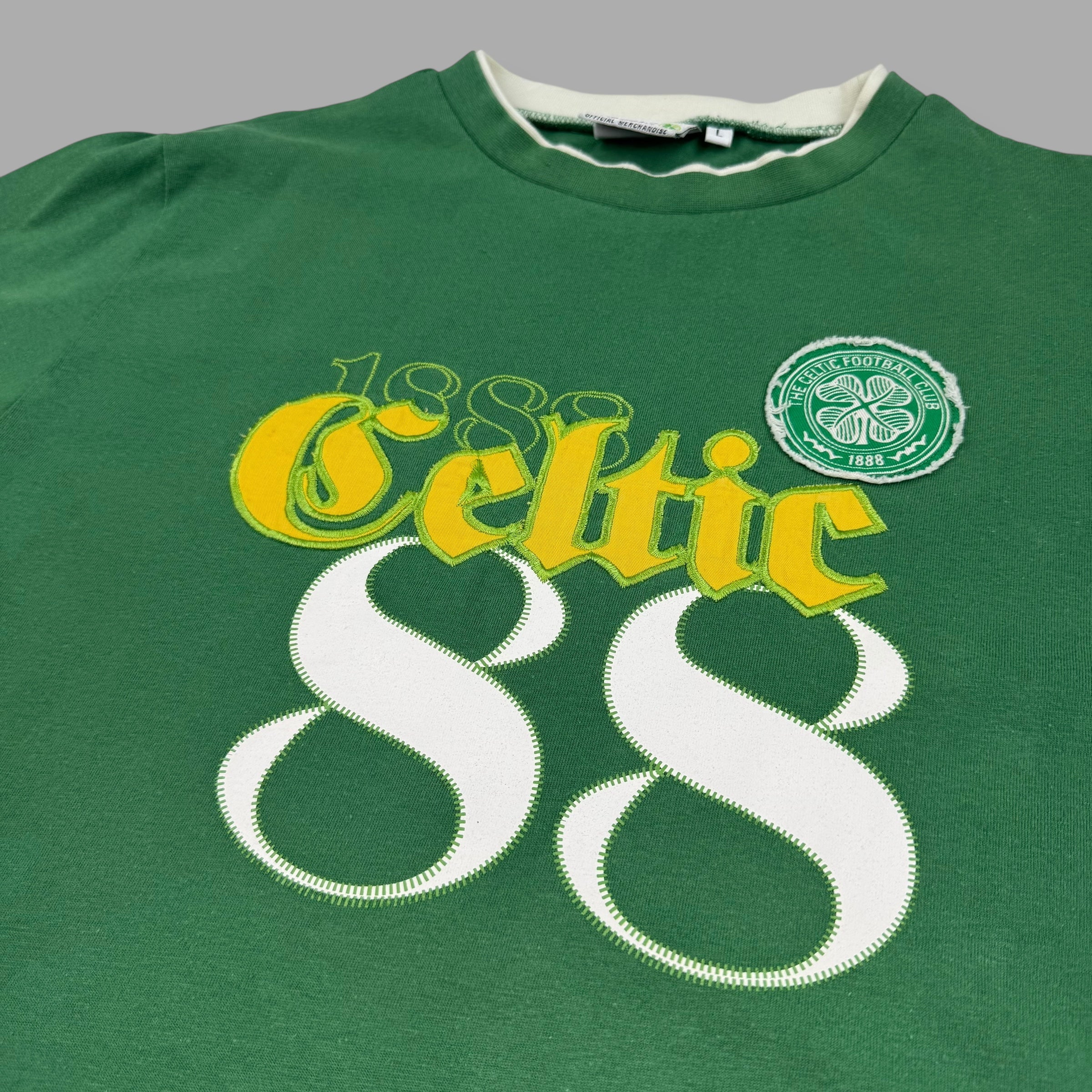 Celtic football 2000's graphic embroidered spellout tee (L)