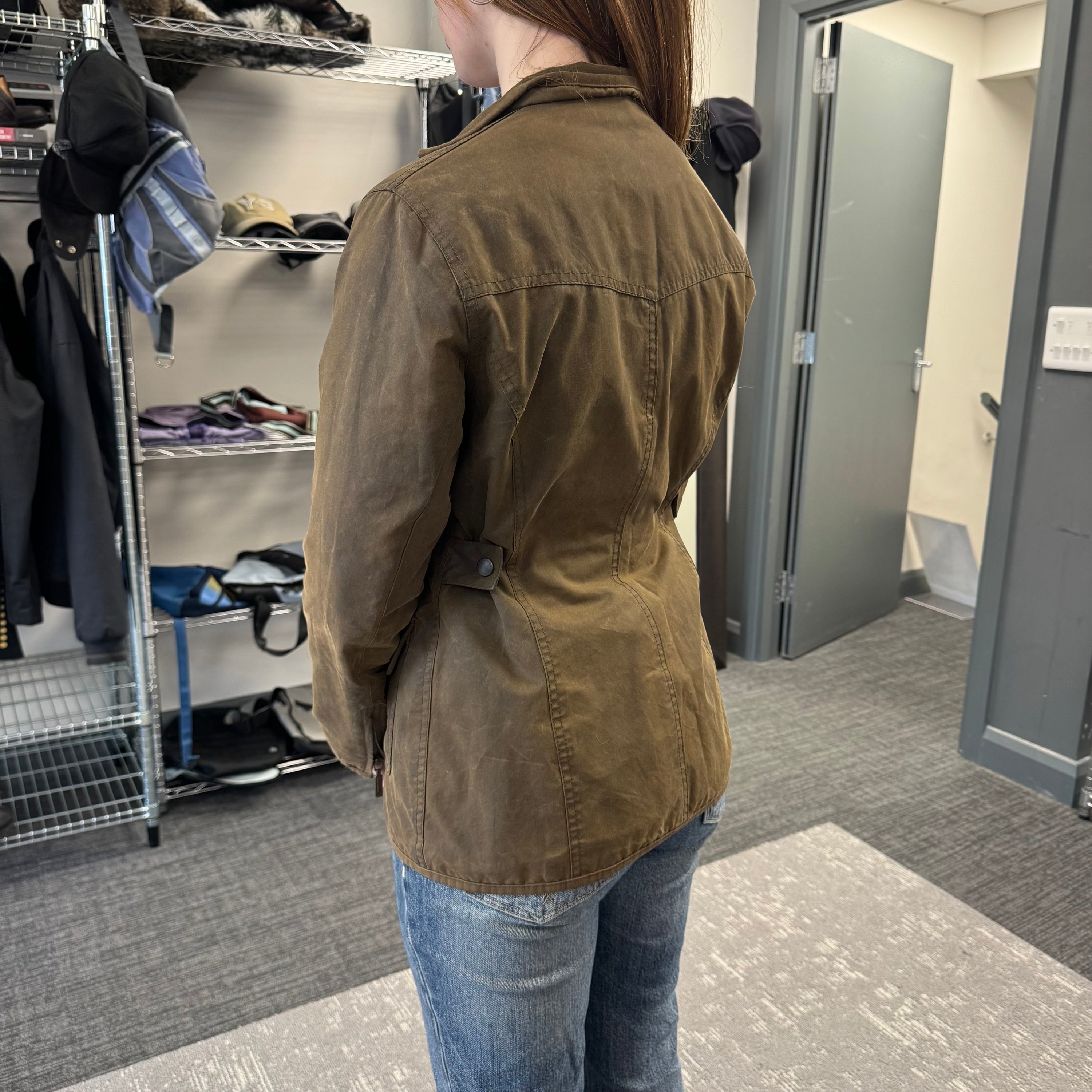 Barbour 2000's waxed zip up multi pocket utility jacket (S) wms