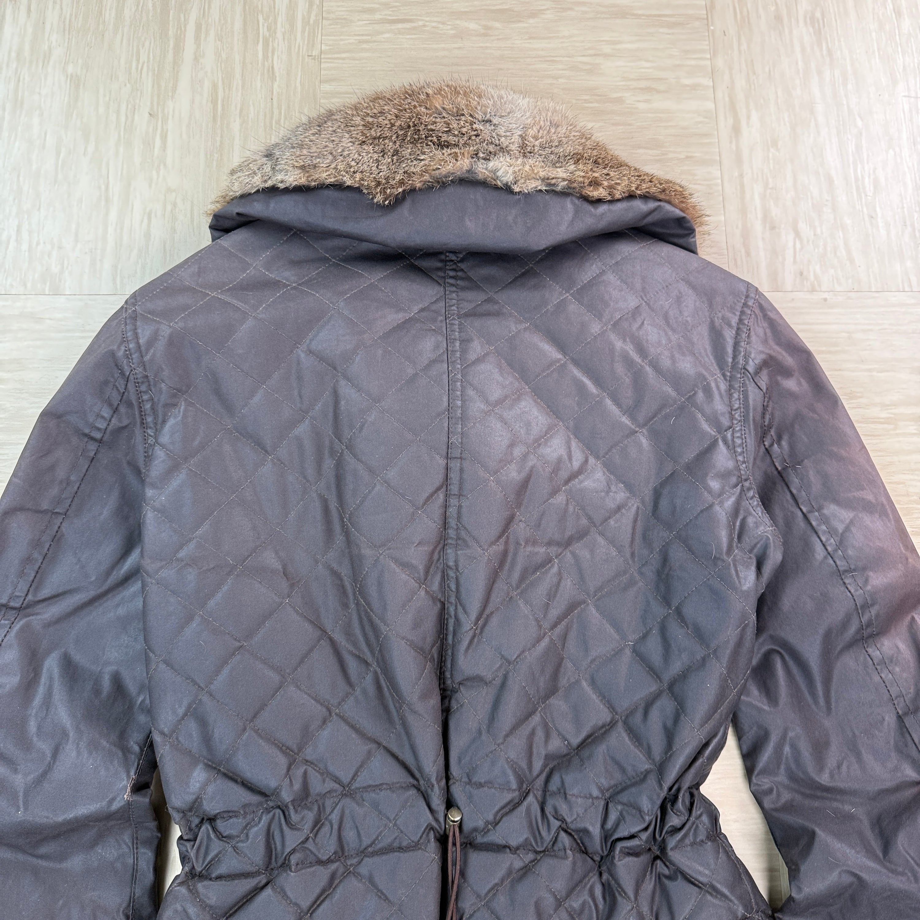 Belstaff 2000's fur collar leather wax jacket (M) wms
