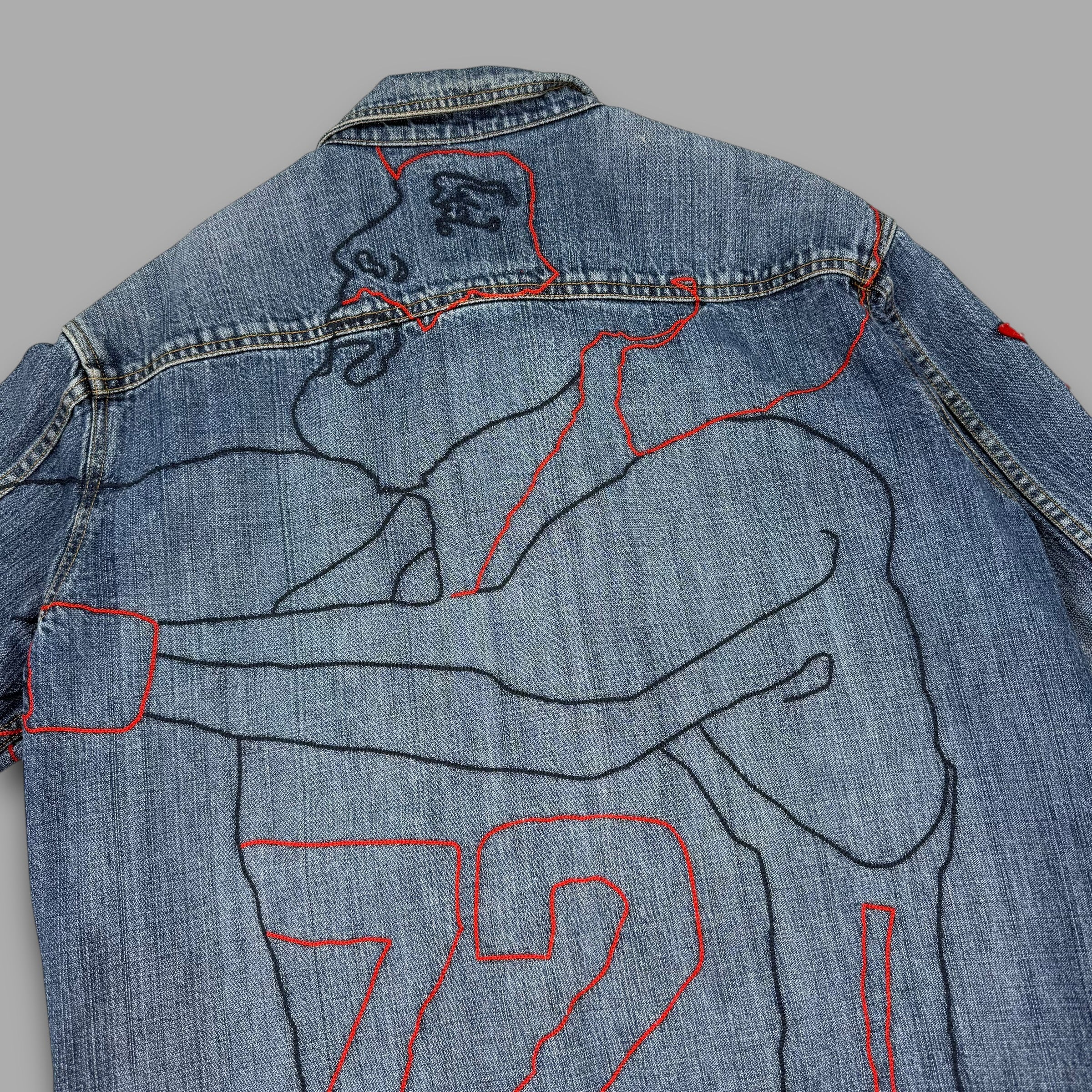 Ecko 2000's embroidered graphic denim jacket (M)
