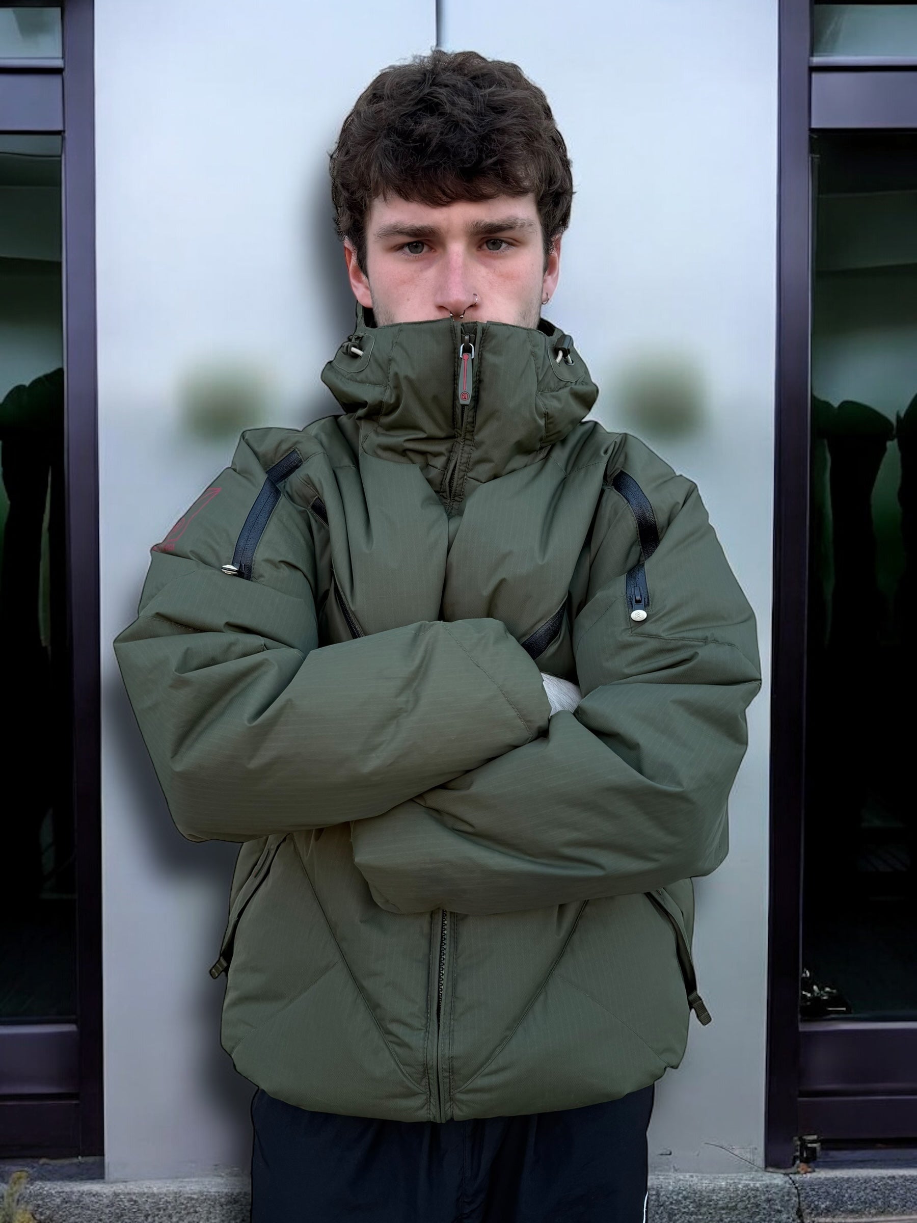 Burton analog 2000's technical panelled puffer jacket (S