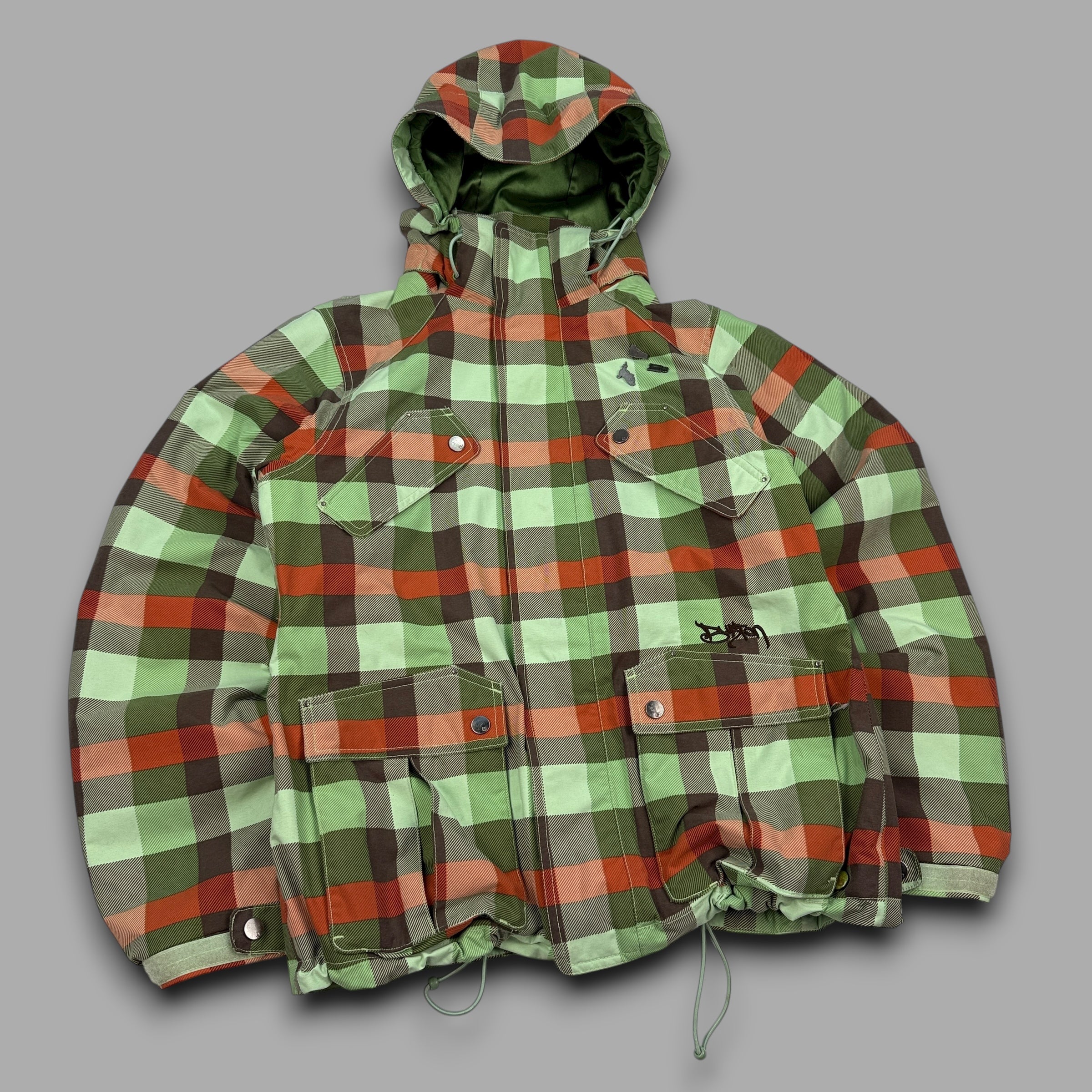 Burton 2000's technical plaid multi-pocket softshell ski jacket (M)