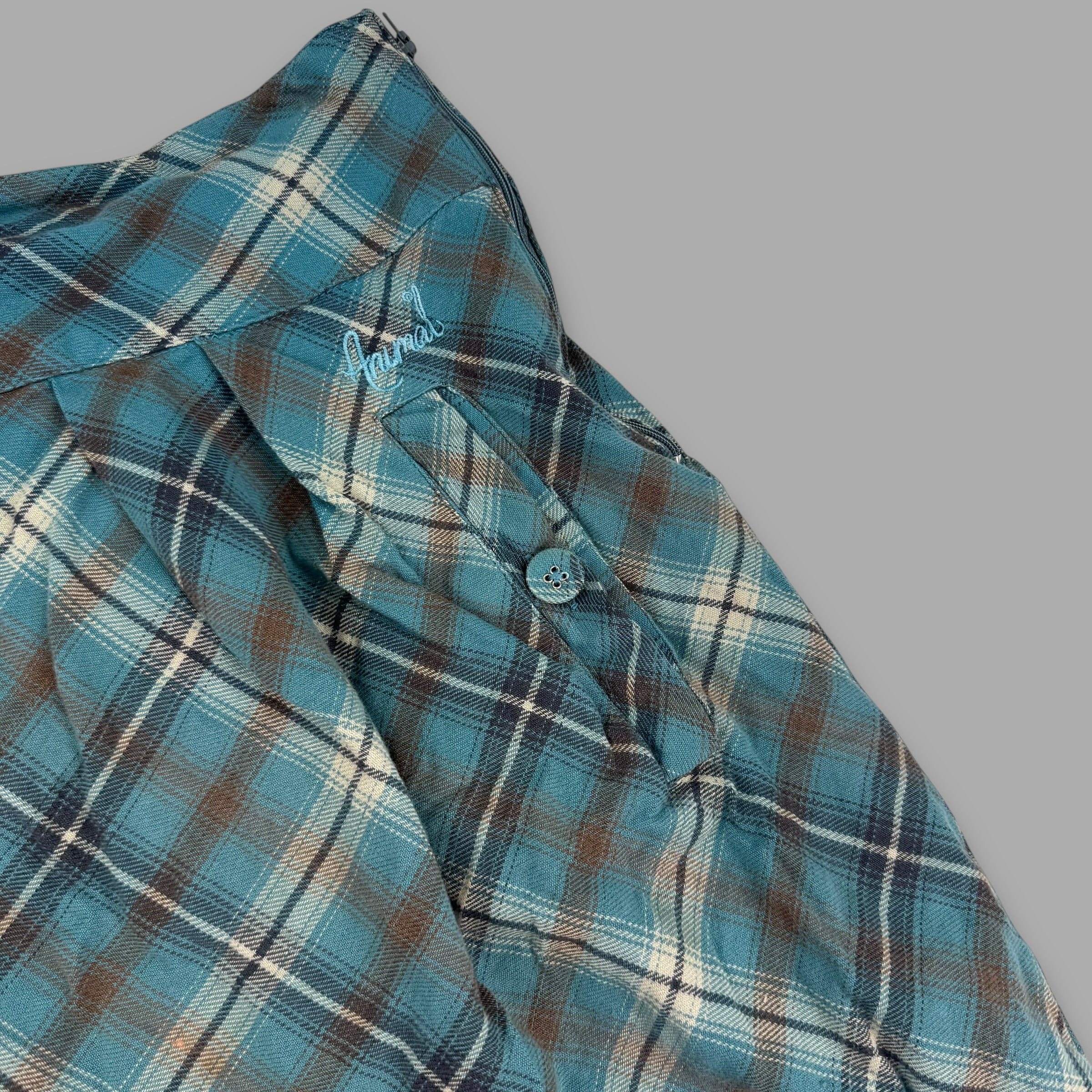 Animal 2000's plaid a-line pleated skirt with pockets (M) wms