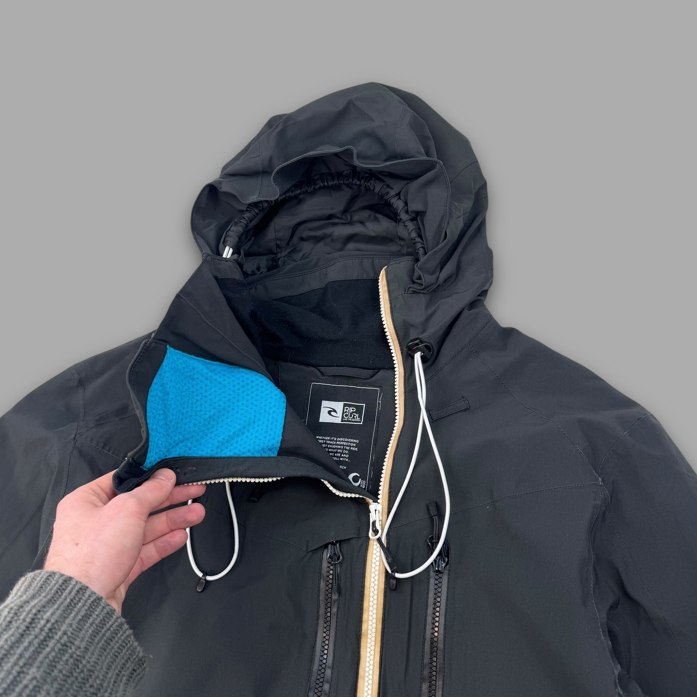 Ripcurl 2000's technical asymmetric dual zip softshell balaclava ski jacket (M-L)