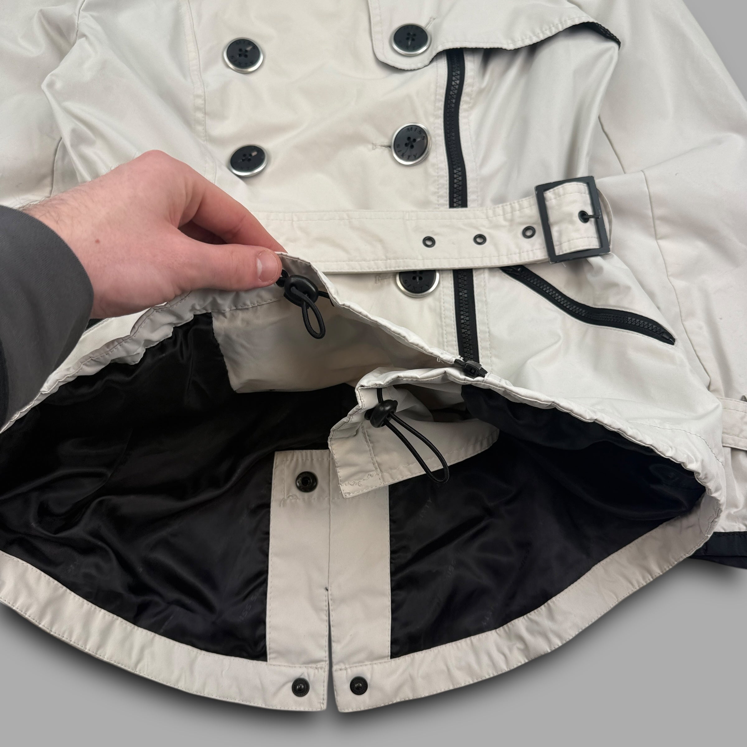 Miss sixty 2000's technical asymmetrical zip softshell trench coat (S) wms
