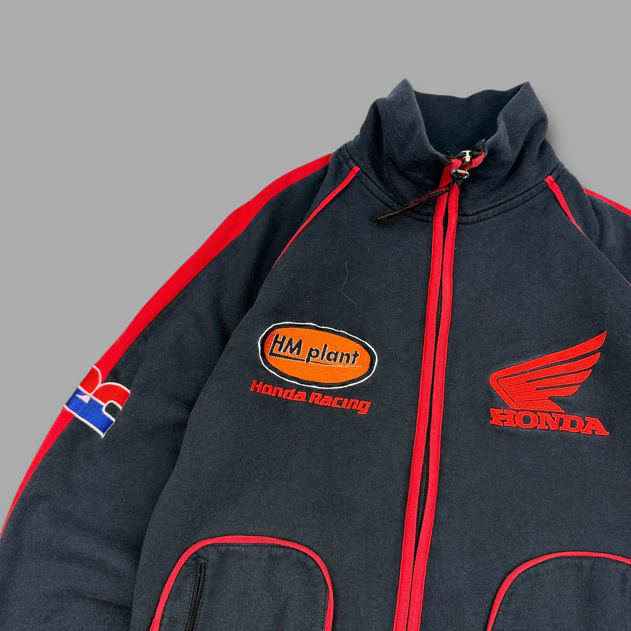 Honda 2000's graphic embroidered zip up cotton track jacket (M) wms
