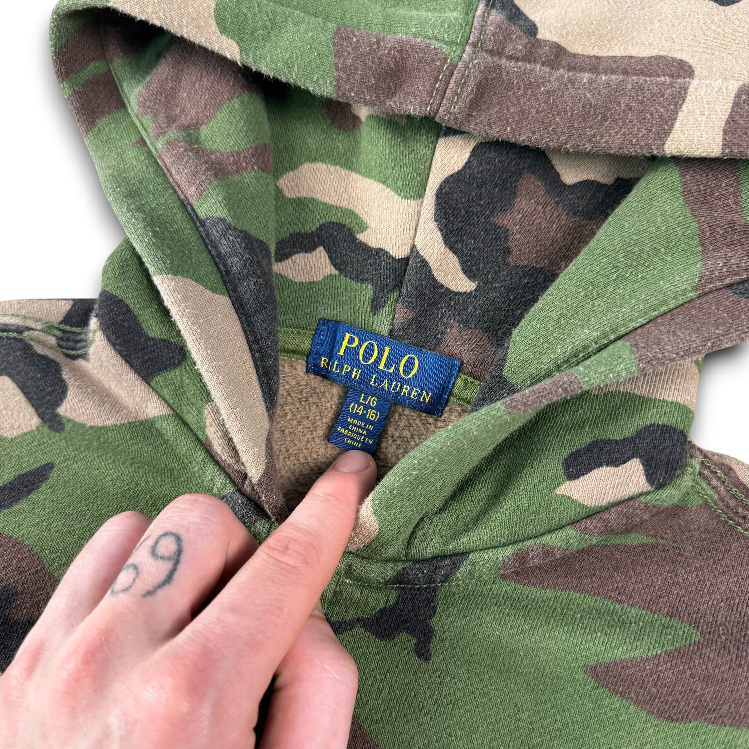 Ralph Lauren 2000's fitted zip up camo hoodie (XS)