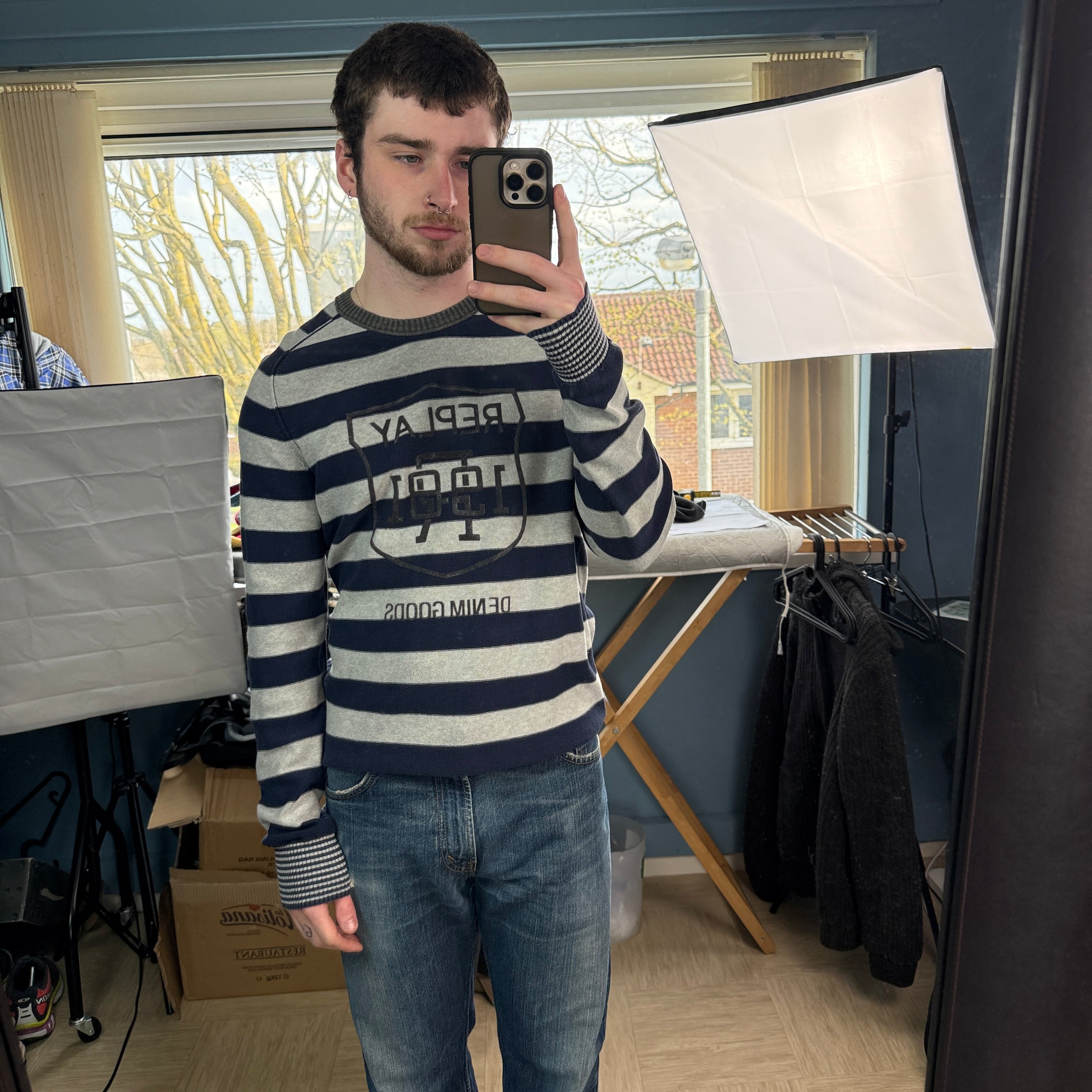 Replay pullover horizontal striped jumper (L)