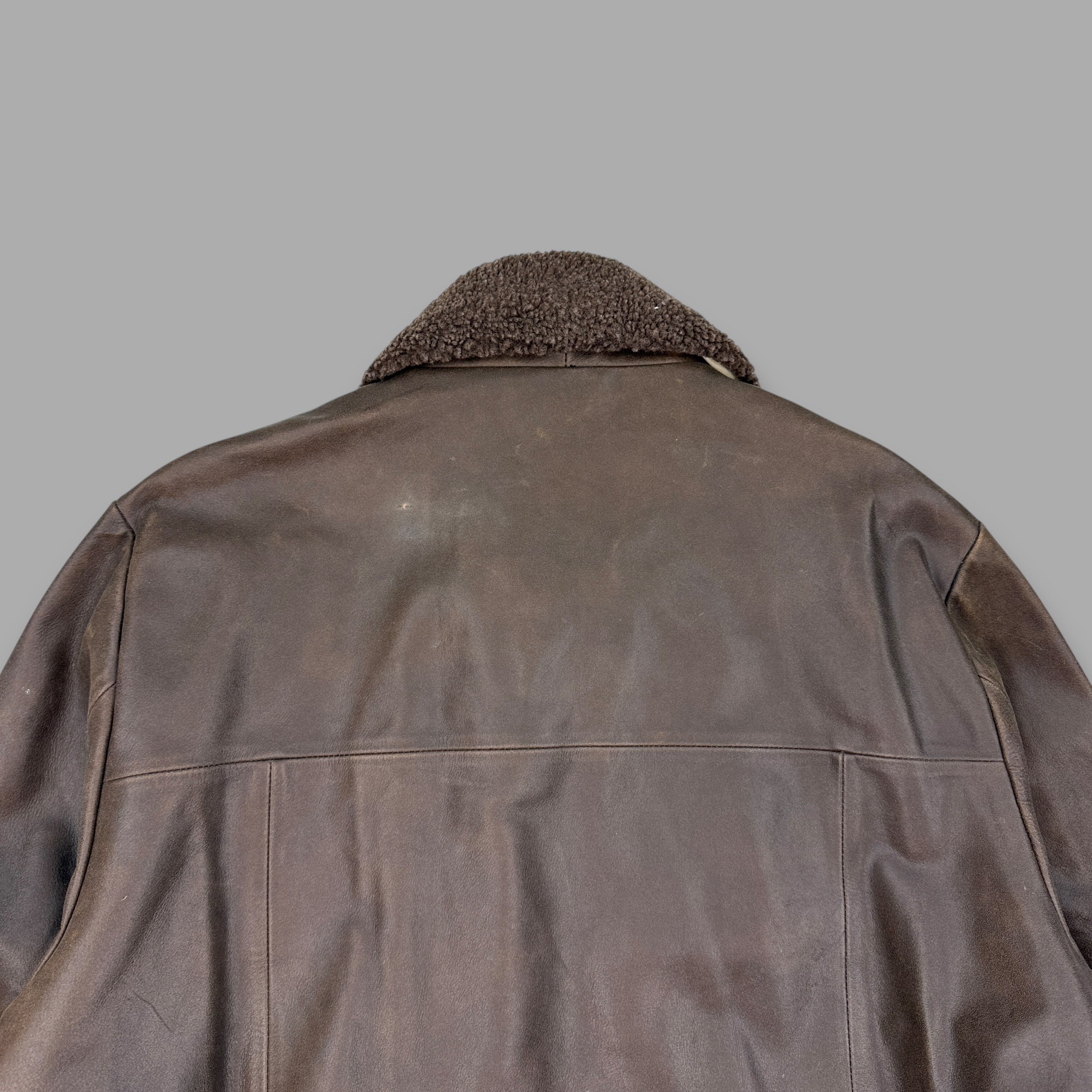 Lakeland leather 2000's full zip sherpa collar leather jacket (L)