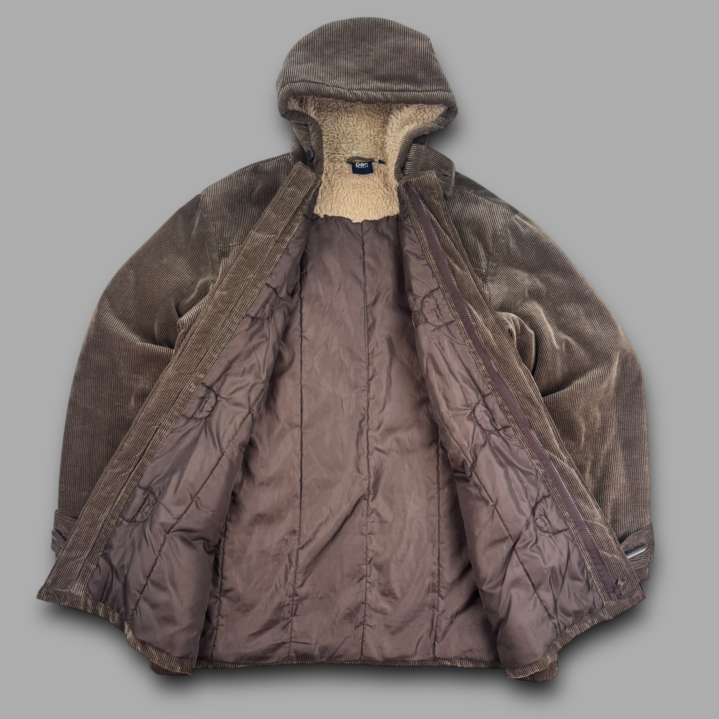 Cotton traders 2000's corduroy dual-pocket duffle coat (XL+)