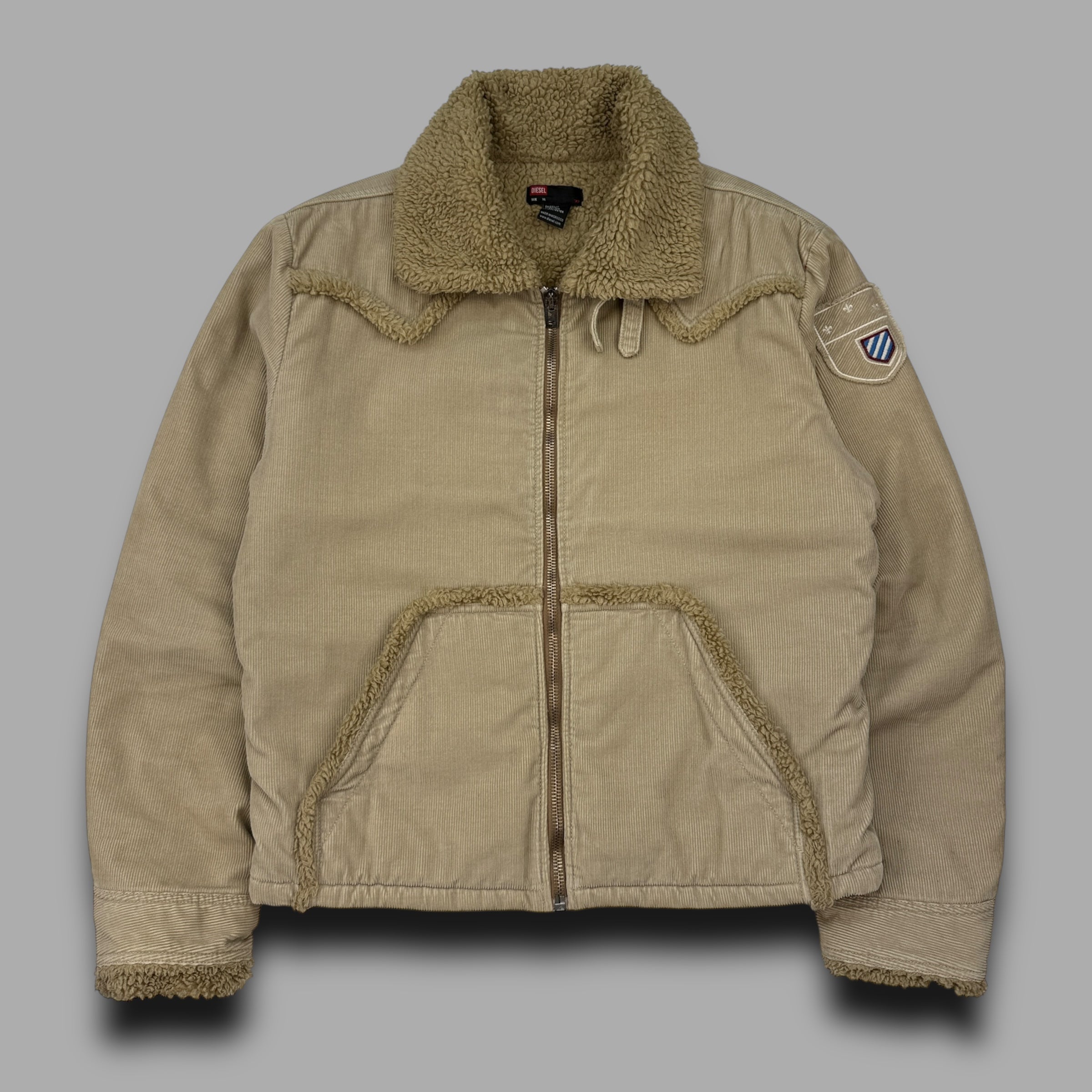 Diesel 2000's sherpa lined zip-up corduroy jacket (XL)