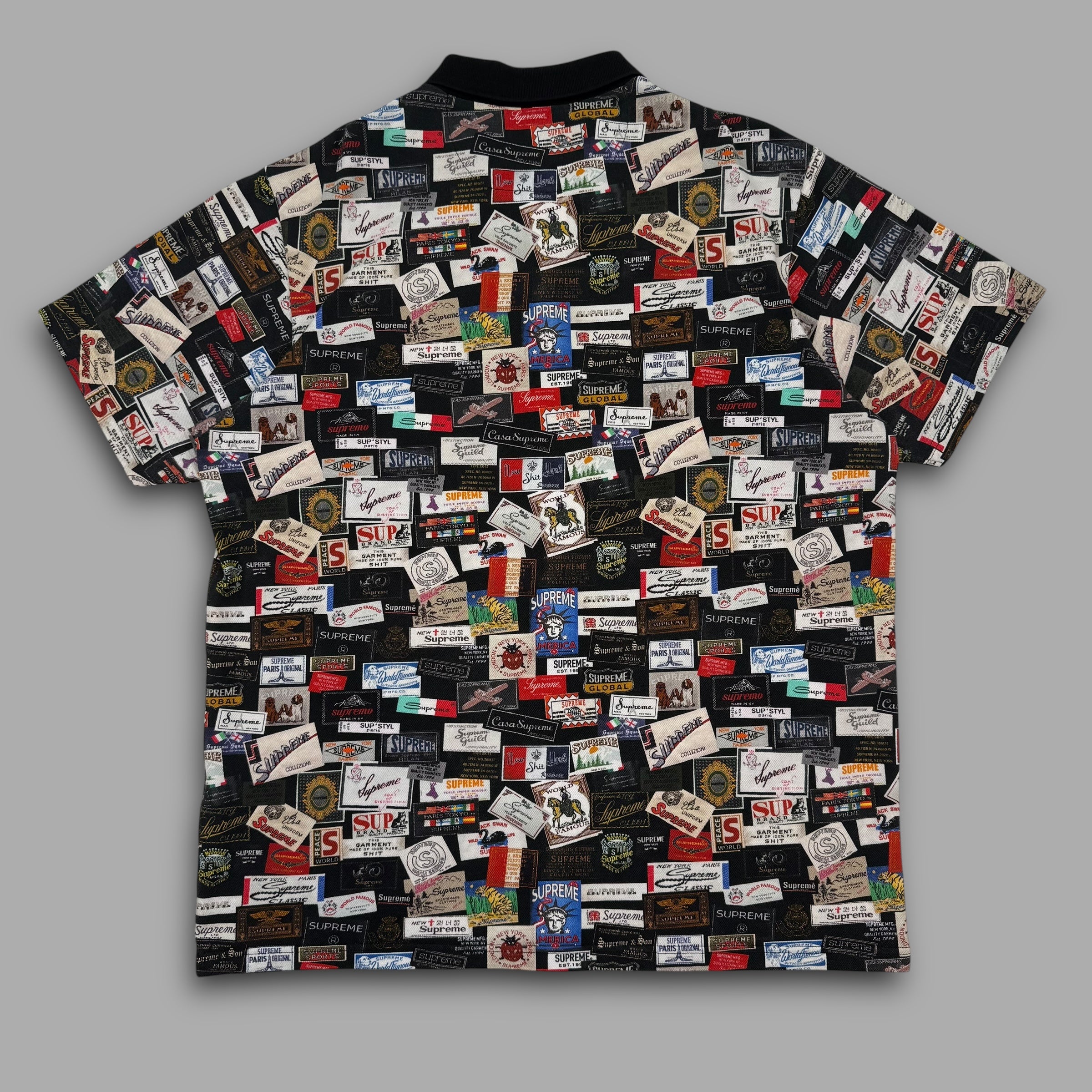 Supreme SS21 monogram labels polo shirt (XL)
