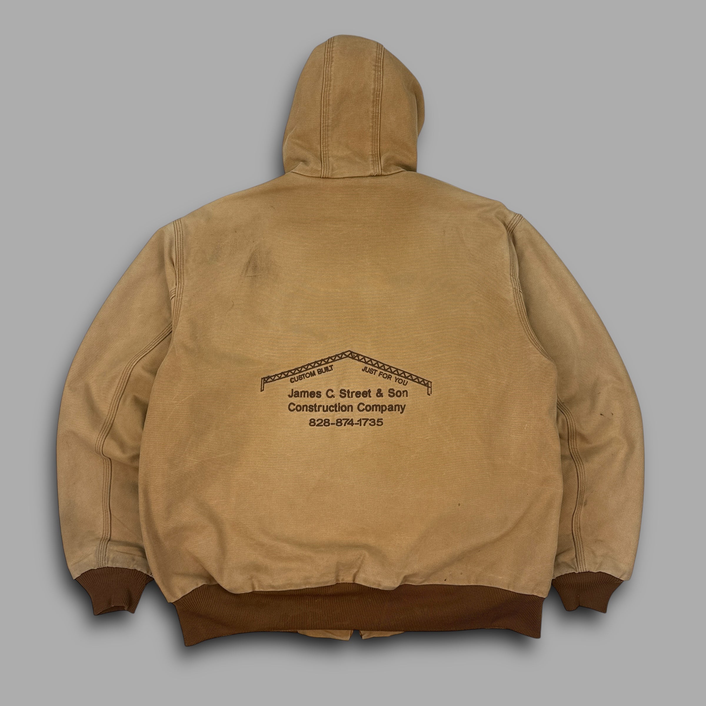 Carhartt 2000's zip-up embrodiered work wear hooded jacket (XL)