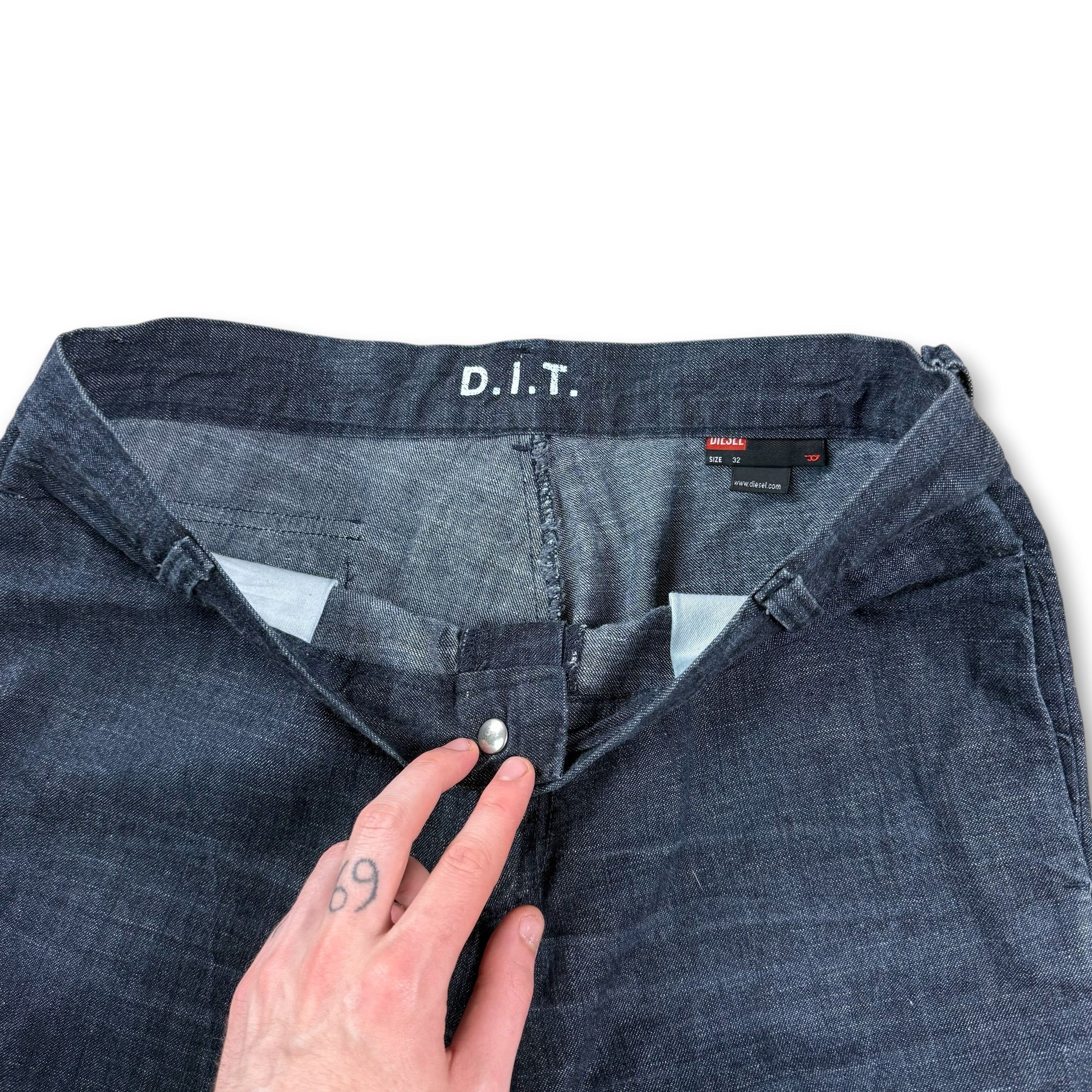 Diesel indigo tech 2000's relaxed baggy wide leg denim jeans (S-M)