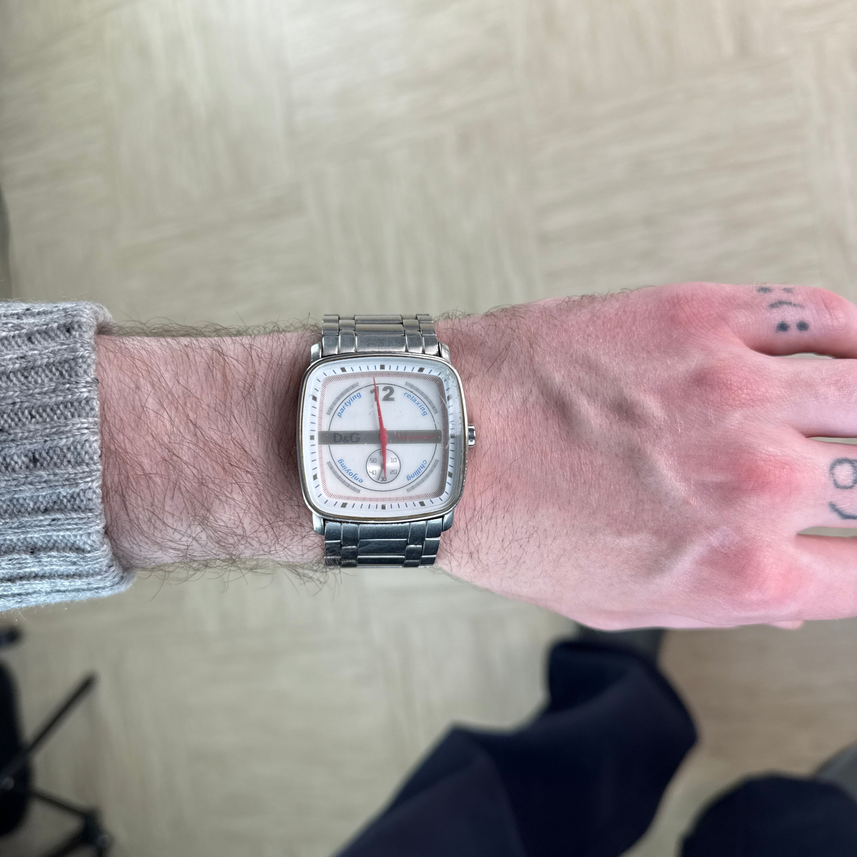 Dolce & gabanna 2000's 'Ibiza people' silver tone watch (OS)