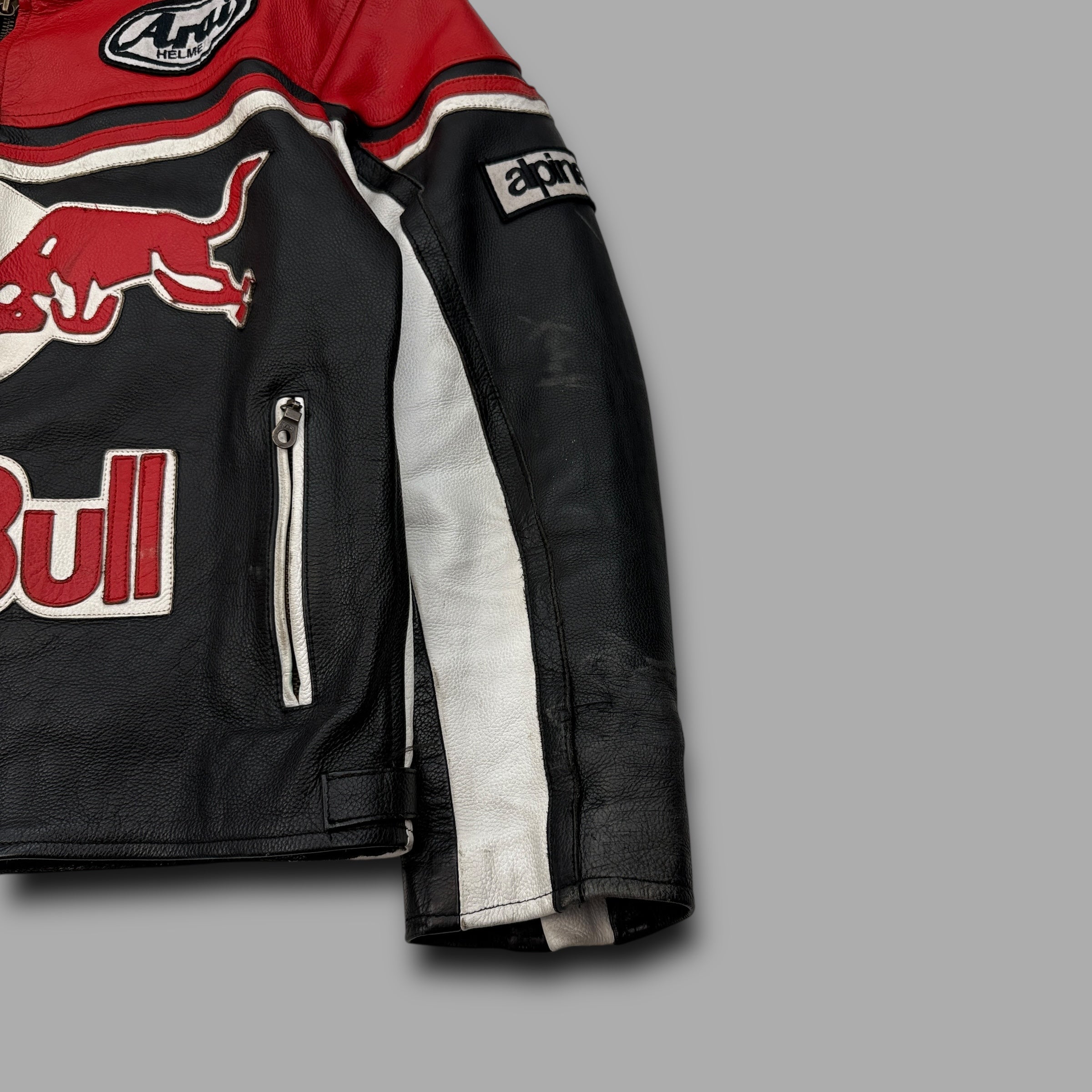 Redbull 2000's padded graphic leather motorcycle jacket (M)