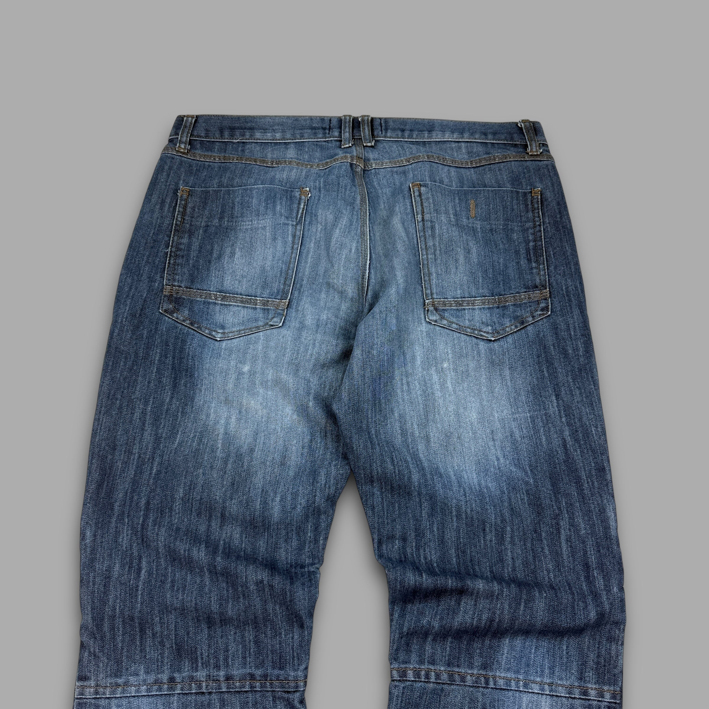 No fear 2000's contrast stitch denim bootcut cargo jeans (L)