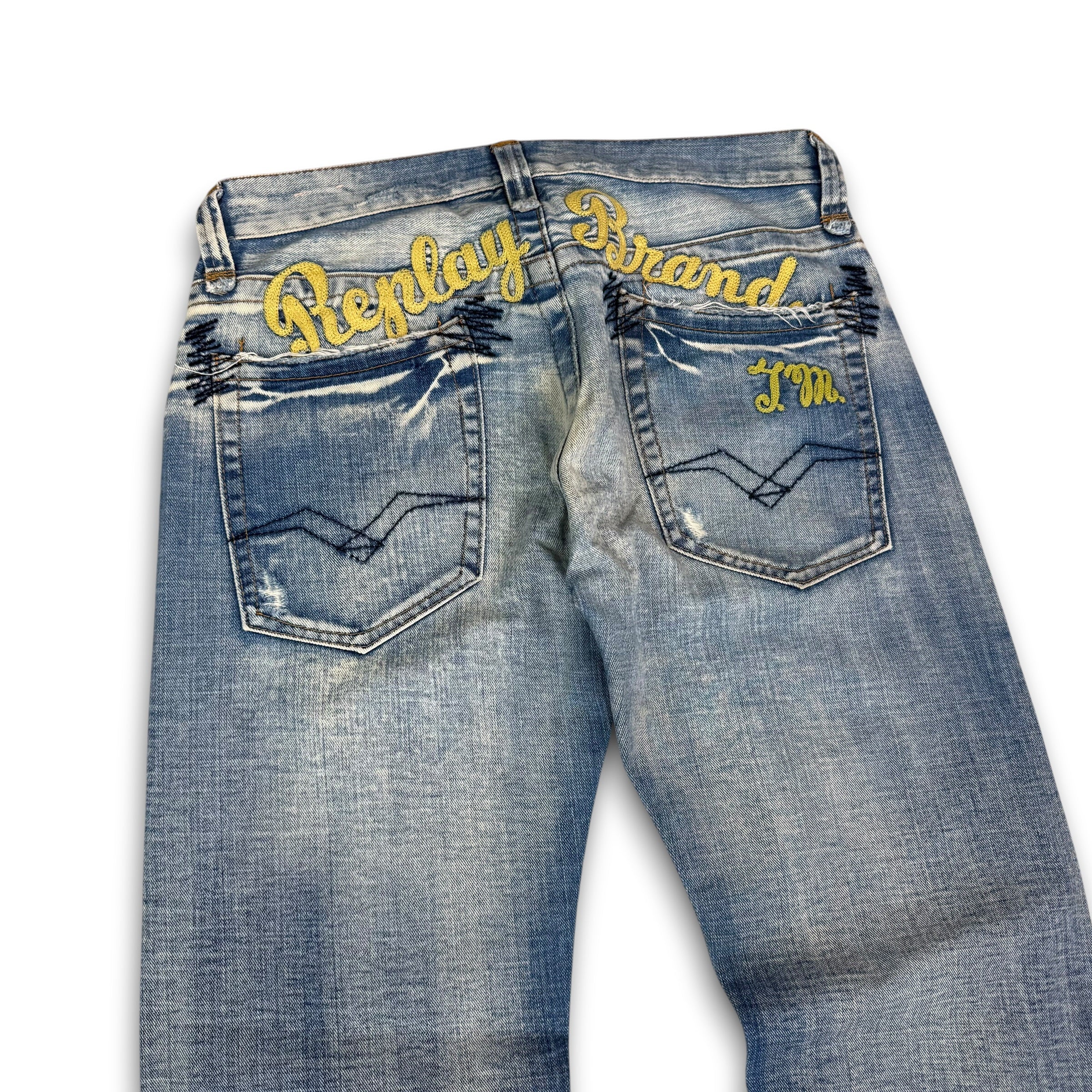 Replay 2000's embroidered spellout bootcut denim jeans (M-L)