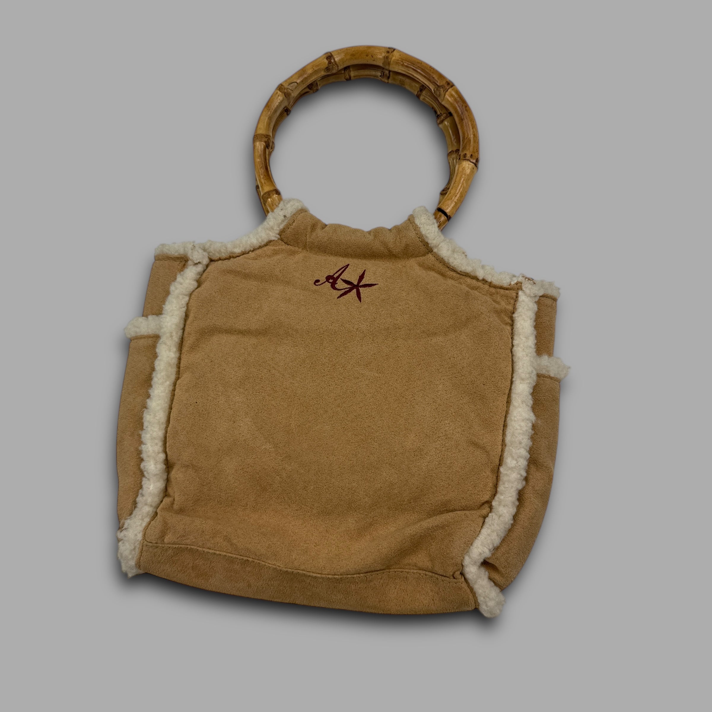 Animal suede handbag with bamboo handles (OS) wms