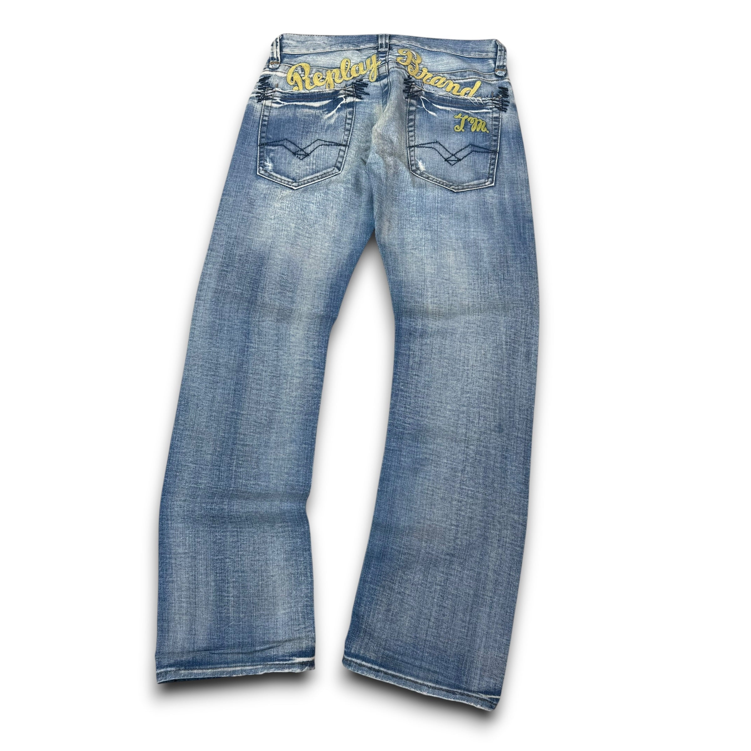 Replay 2000's embroidered spellout bootcut denim jeans (M-L)