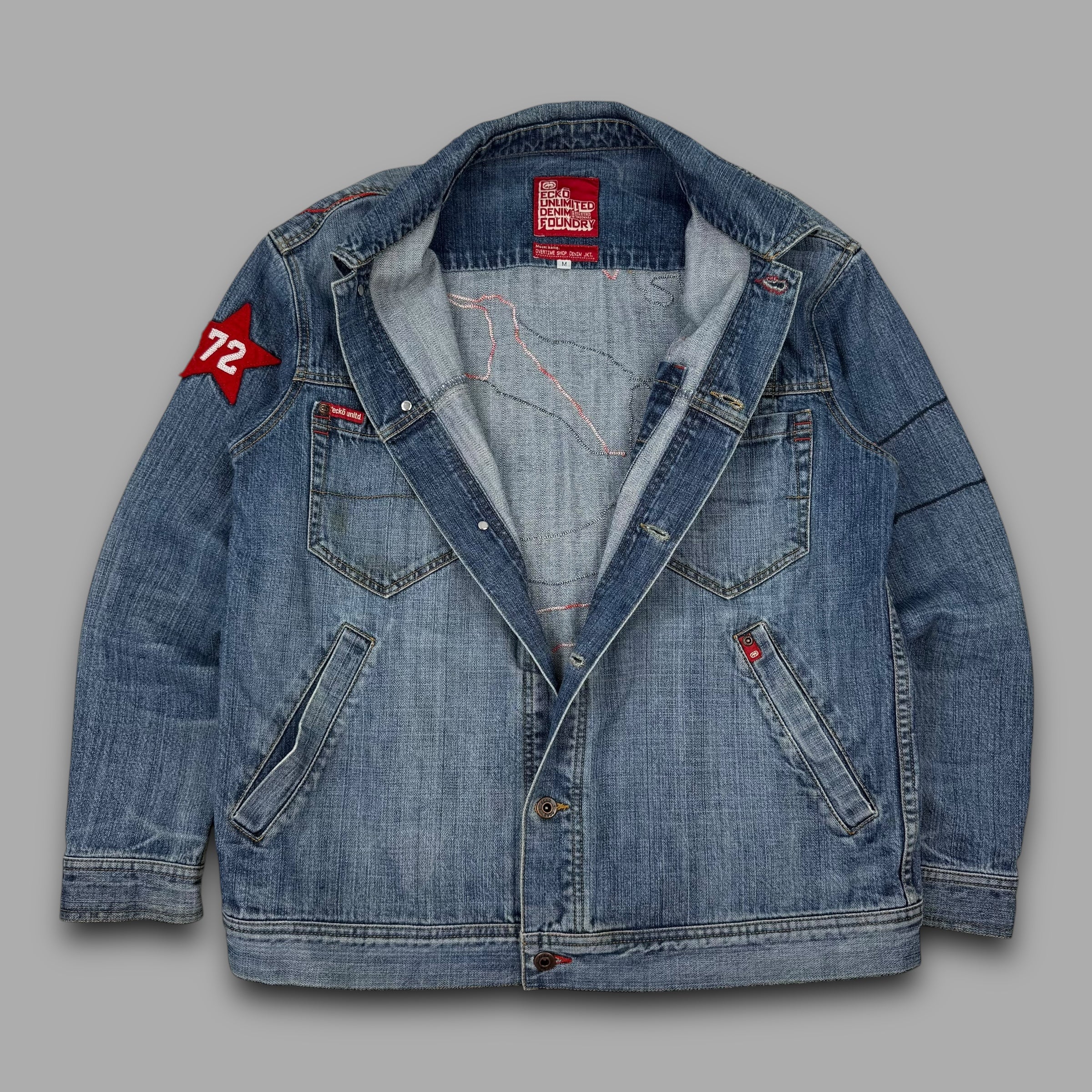 Ecko 2000's embroidered graphic denim jacket (M)