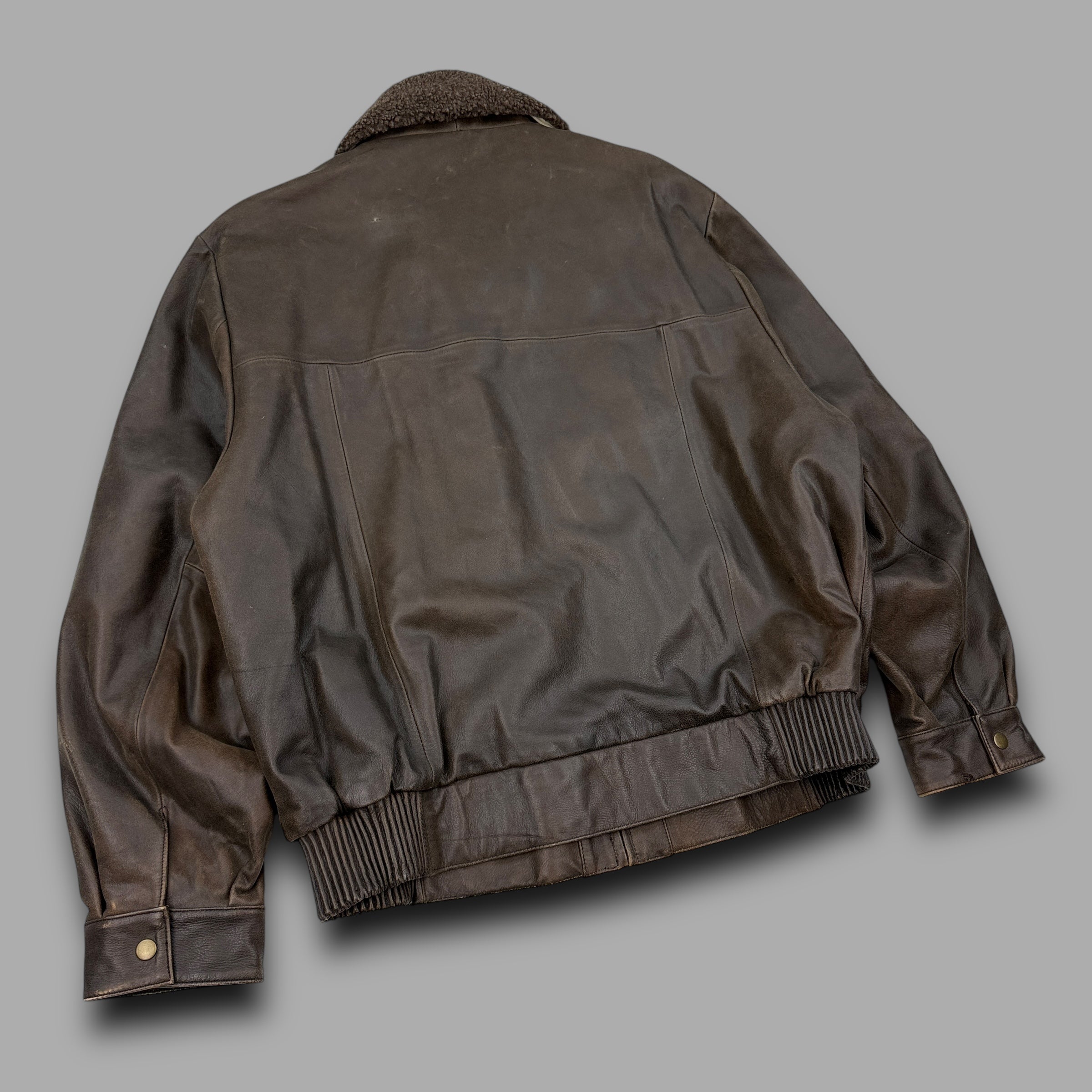 Lakeland leather 2000's full zip sherpa collar leather jacket (L)
