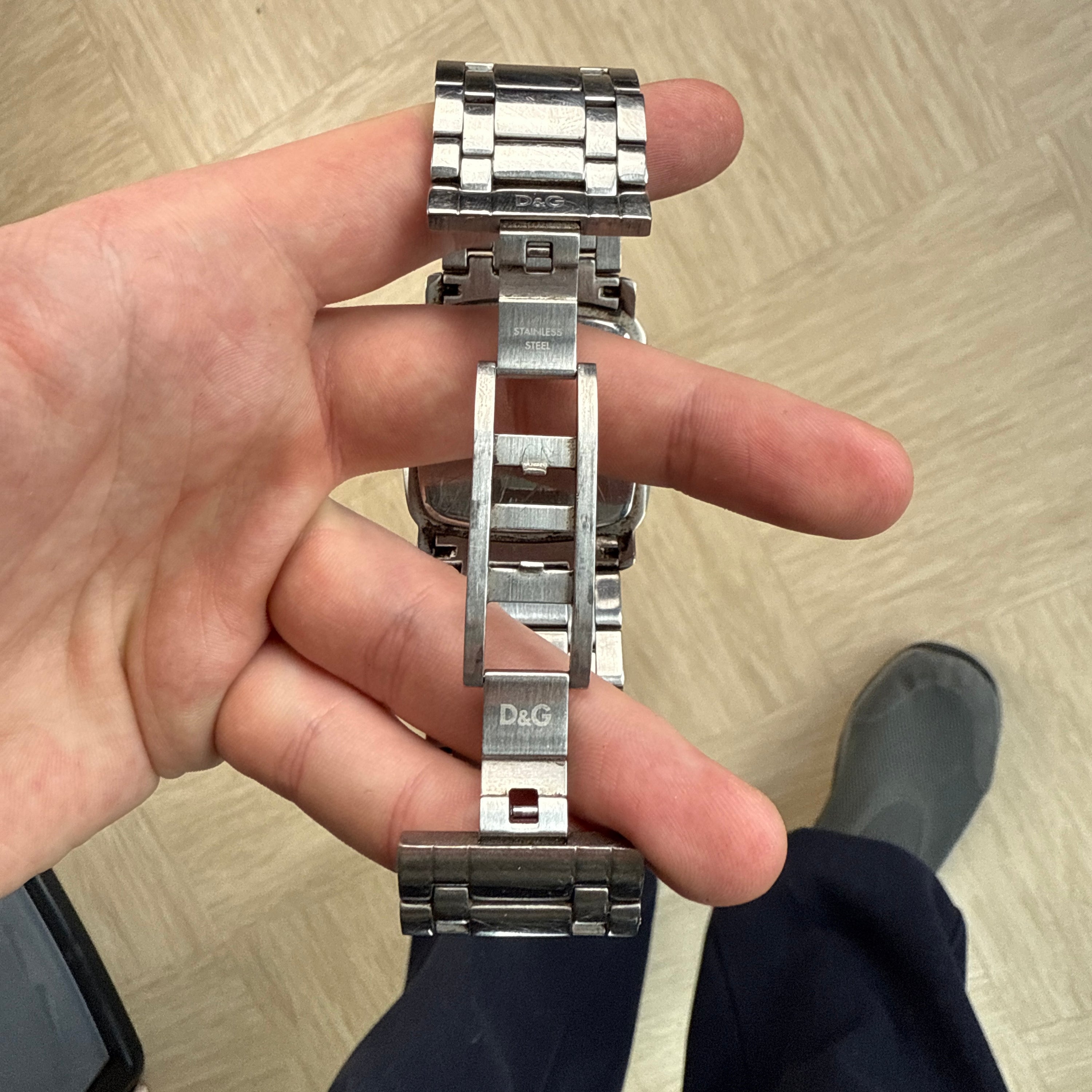 Dolce & gabanna 2000's 'Ibiza people' silver tone watch (OS)