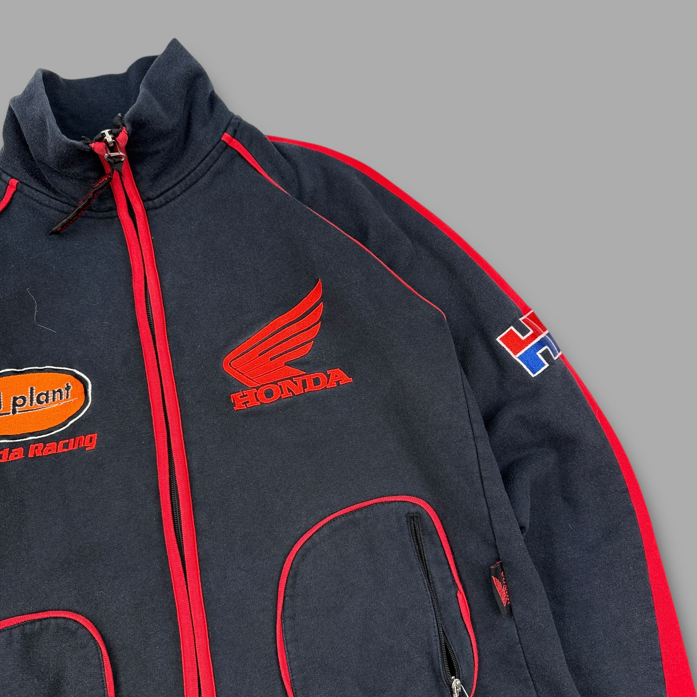 Honda 2000's graphic embroidered zip up cotton track jacket (M) wms